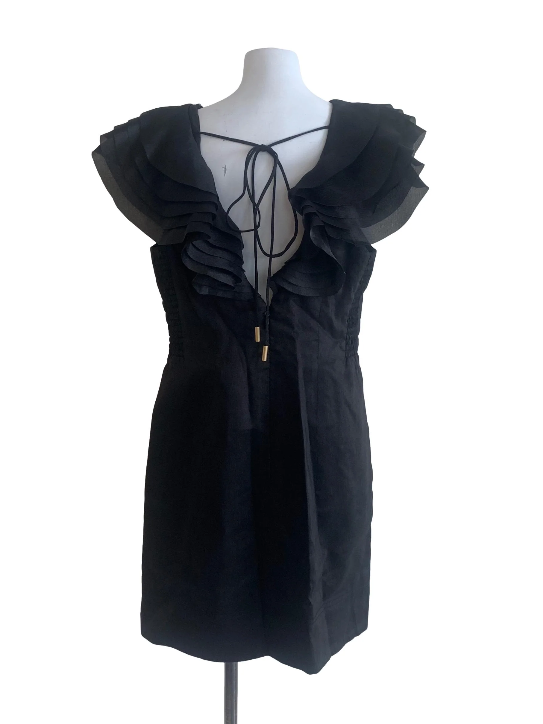 Ink Black Ruffle Sleeve Dress - Image 2