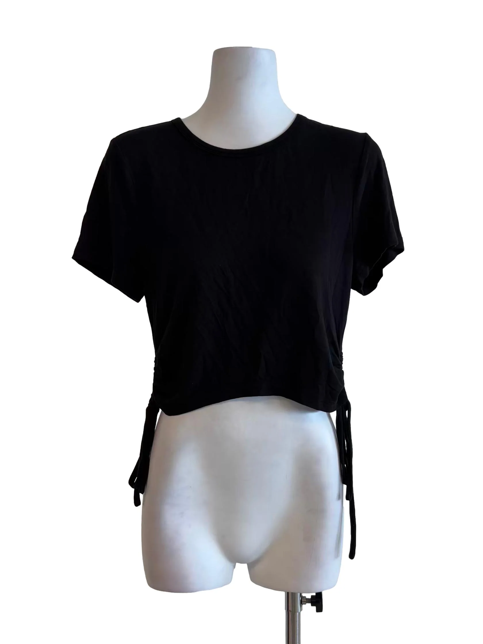 Ink Black Short Sleeve Ruched Top