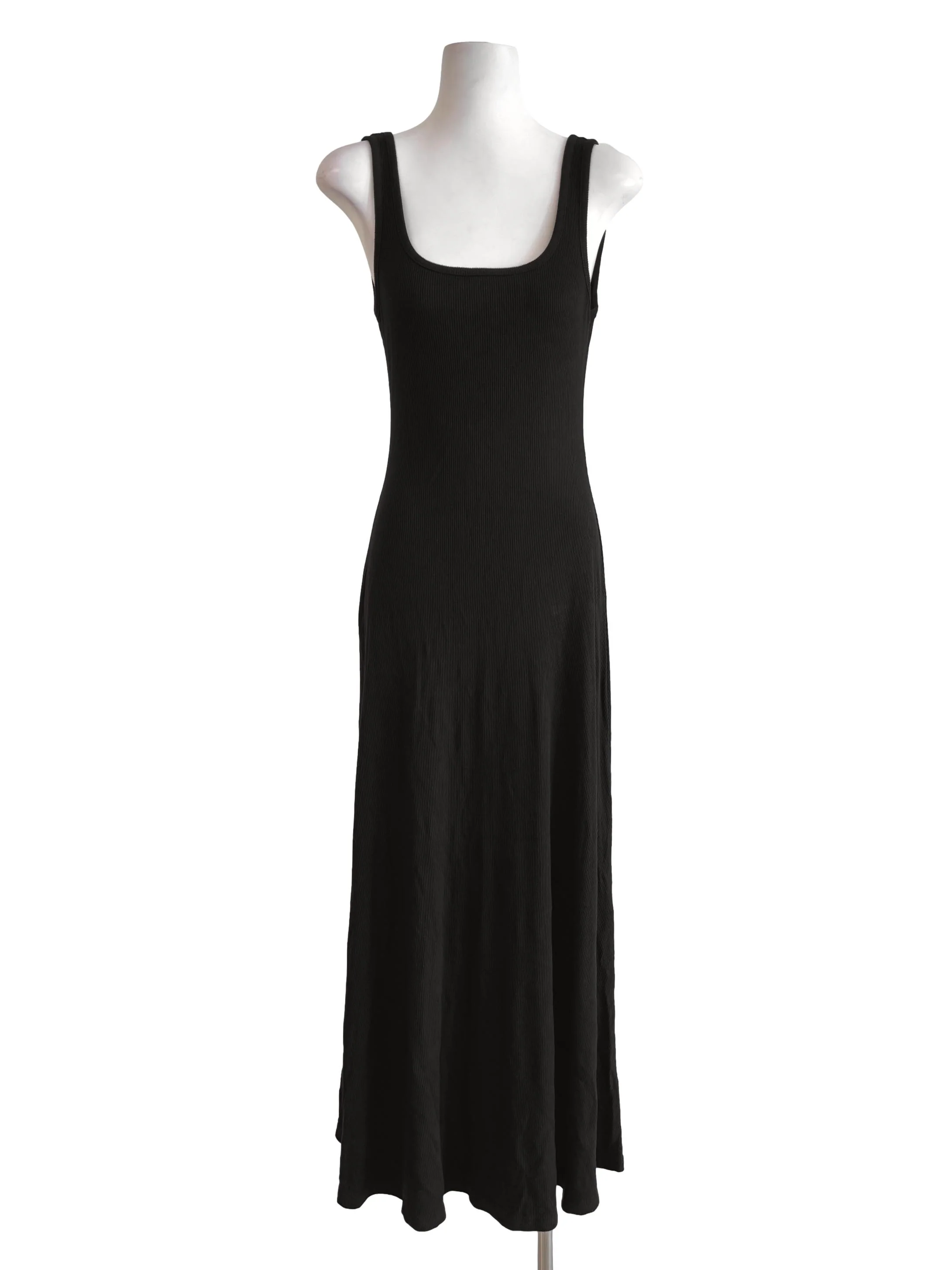 Ink Black Square Neck Ribbed Dress TTR