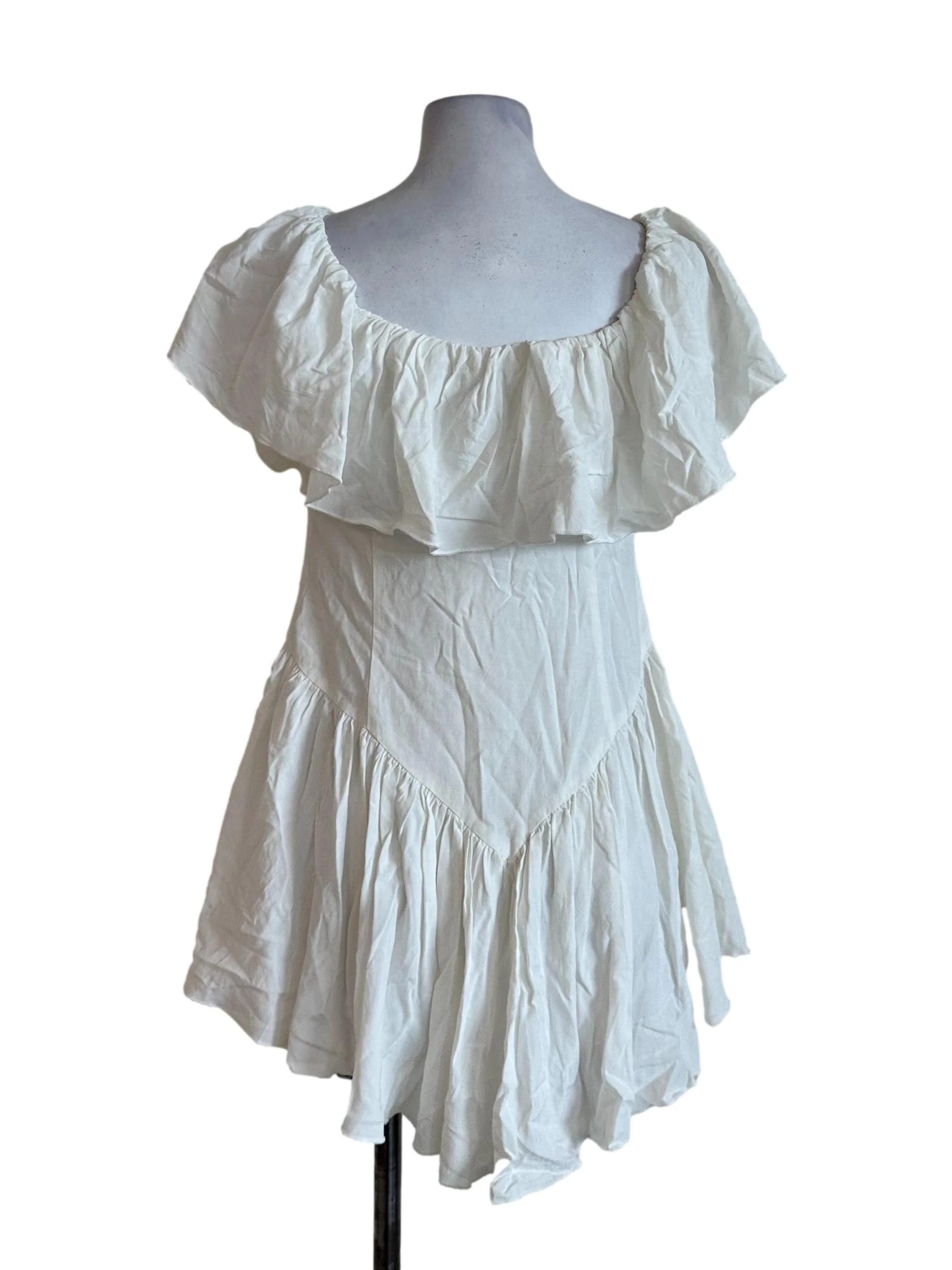 Ivory White Cape Ruffle Dropwaist Dress - Image 2