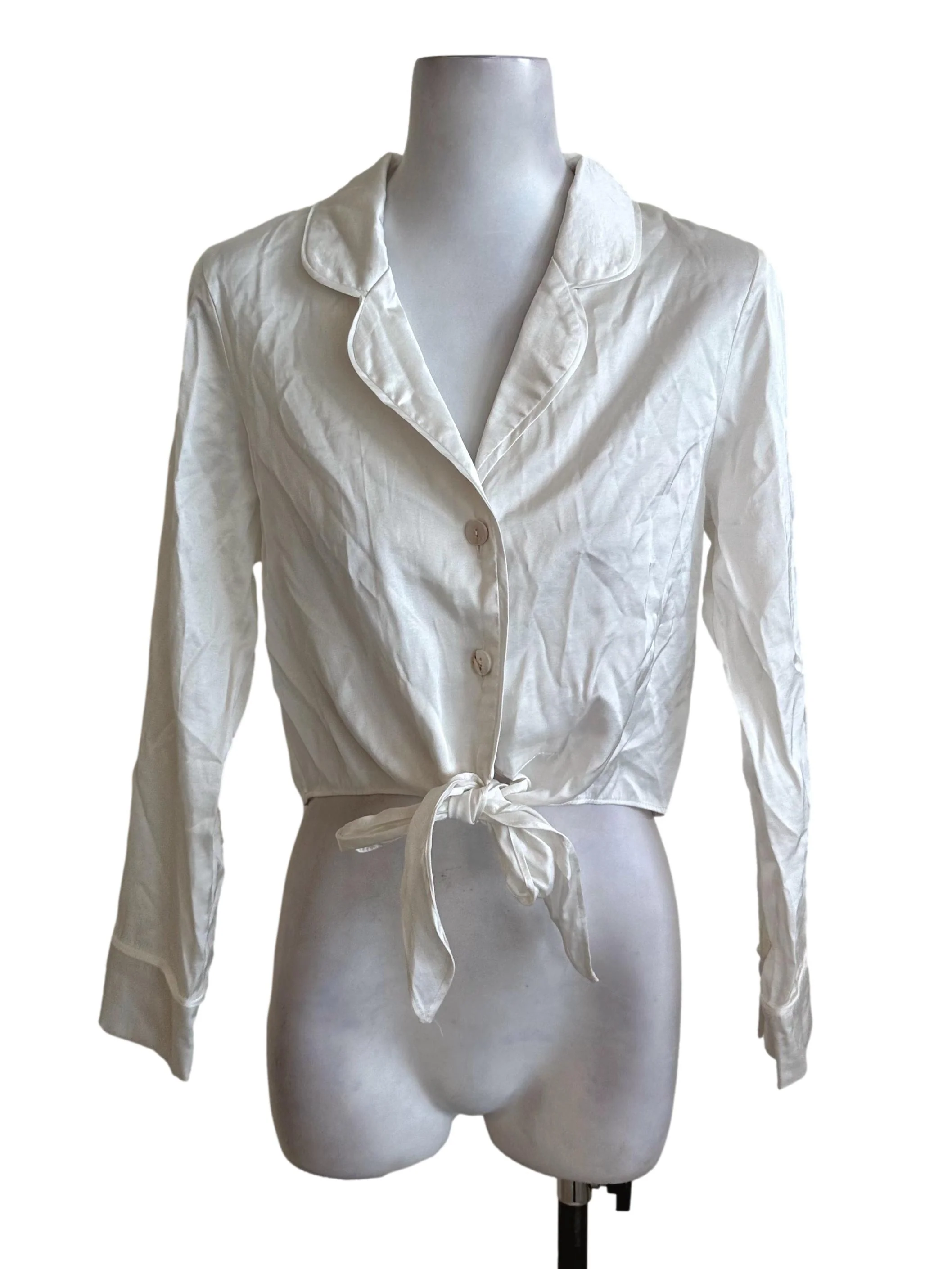 Ivory White Collar Knot Top TEM