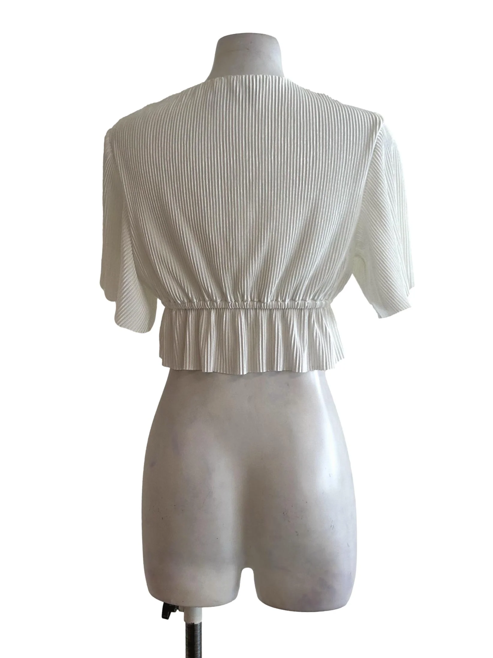 Ivory White Crinkle Crop Top YHF - Image 2