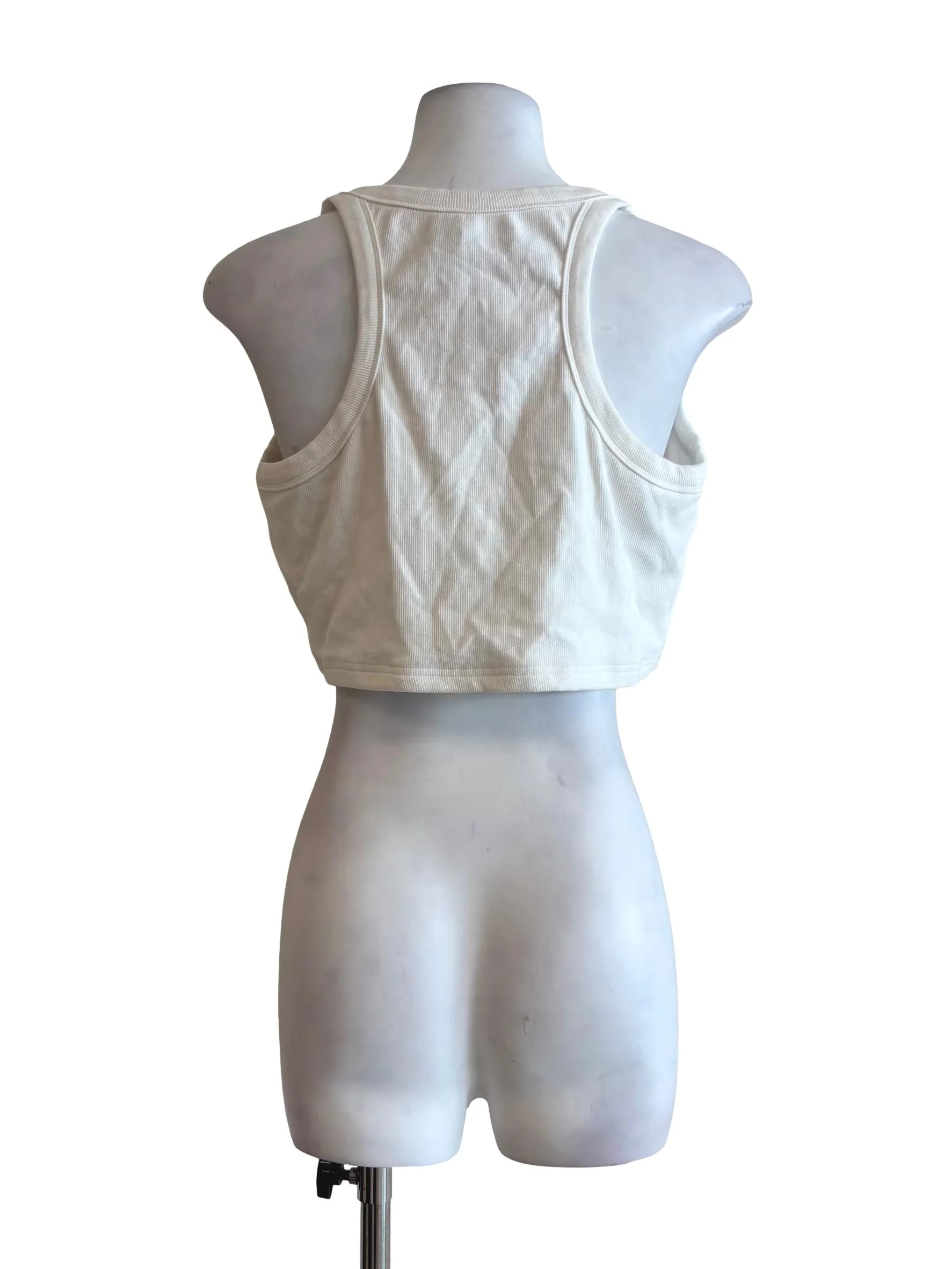 Ivory White Cropped Halter Tank Top - Image 2