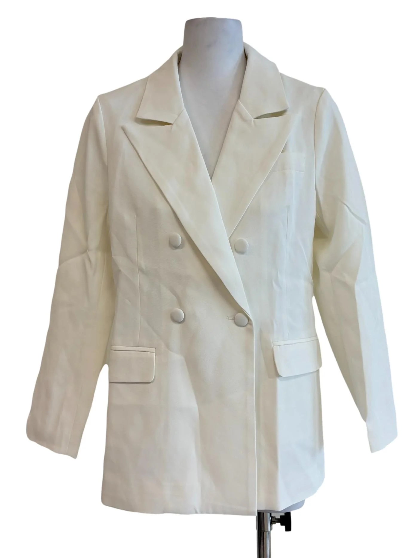 Ivory White Double Breasted Blazer