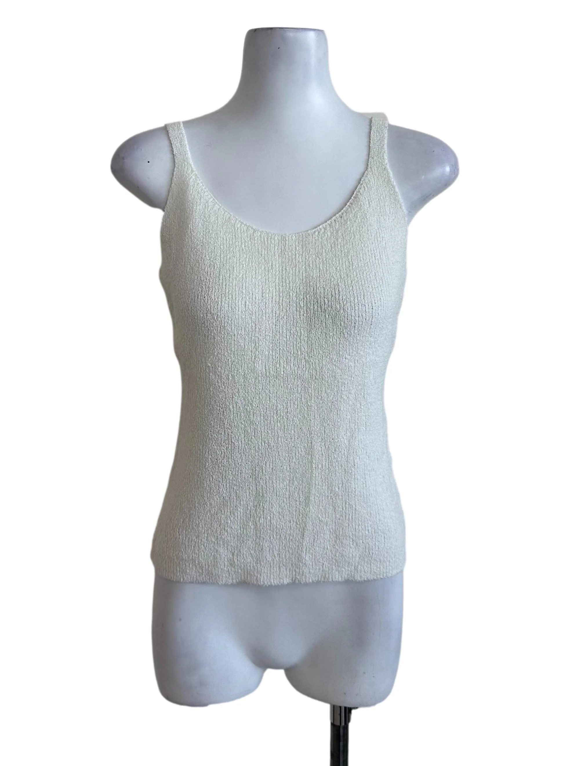 Ivory White Knit Scoop Neck Top