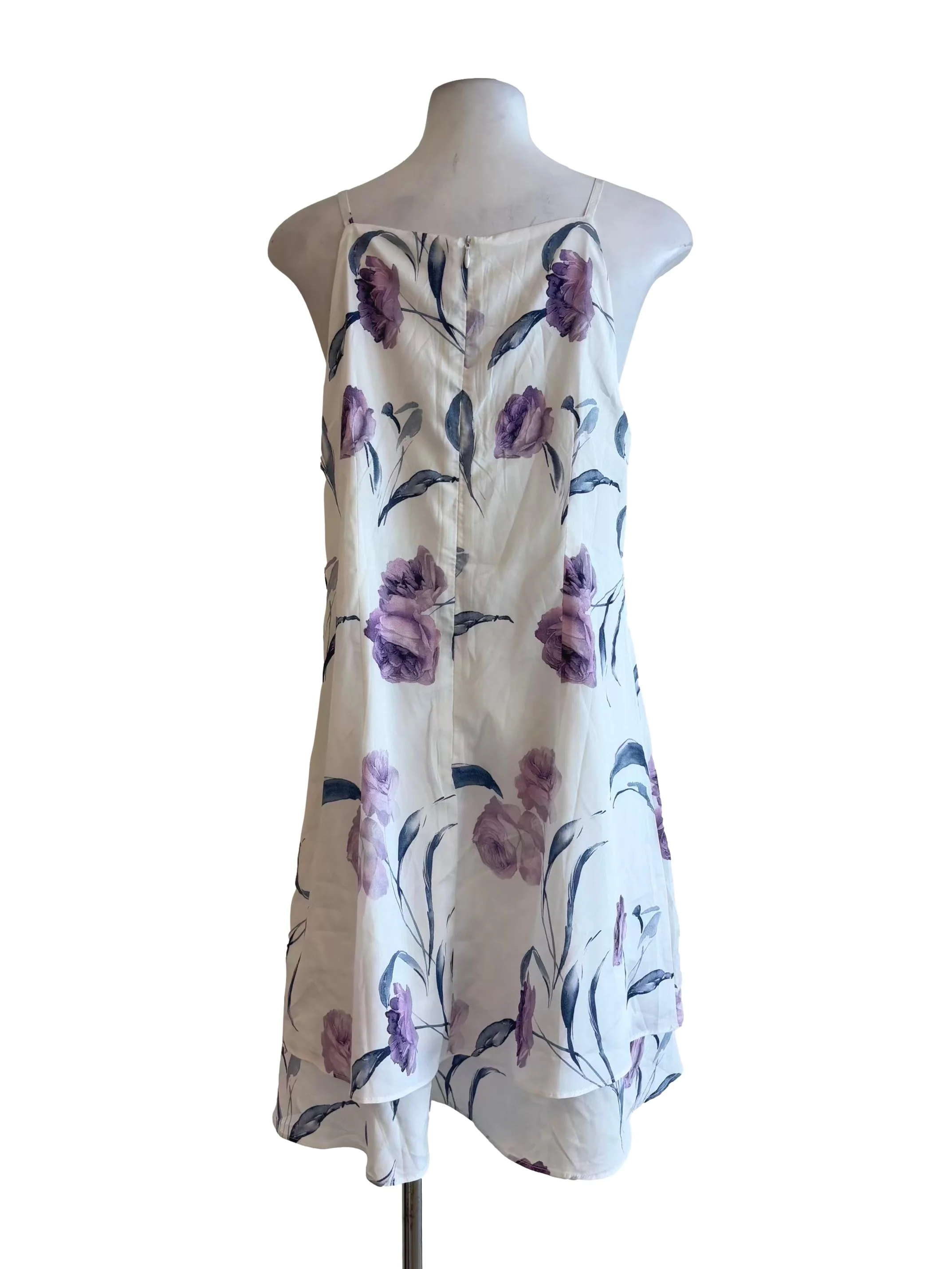 Ivory White Layered Flower Print Dress - Image 2