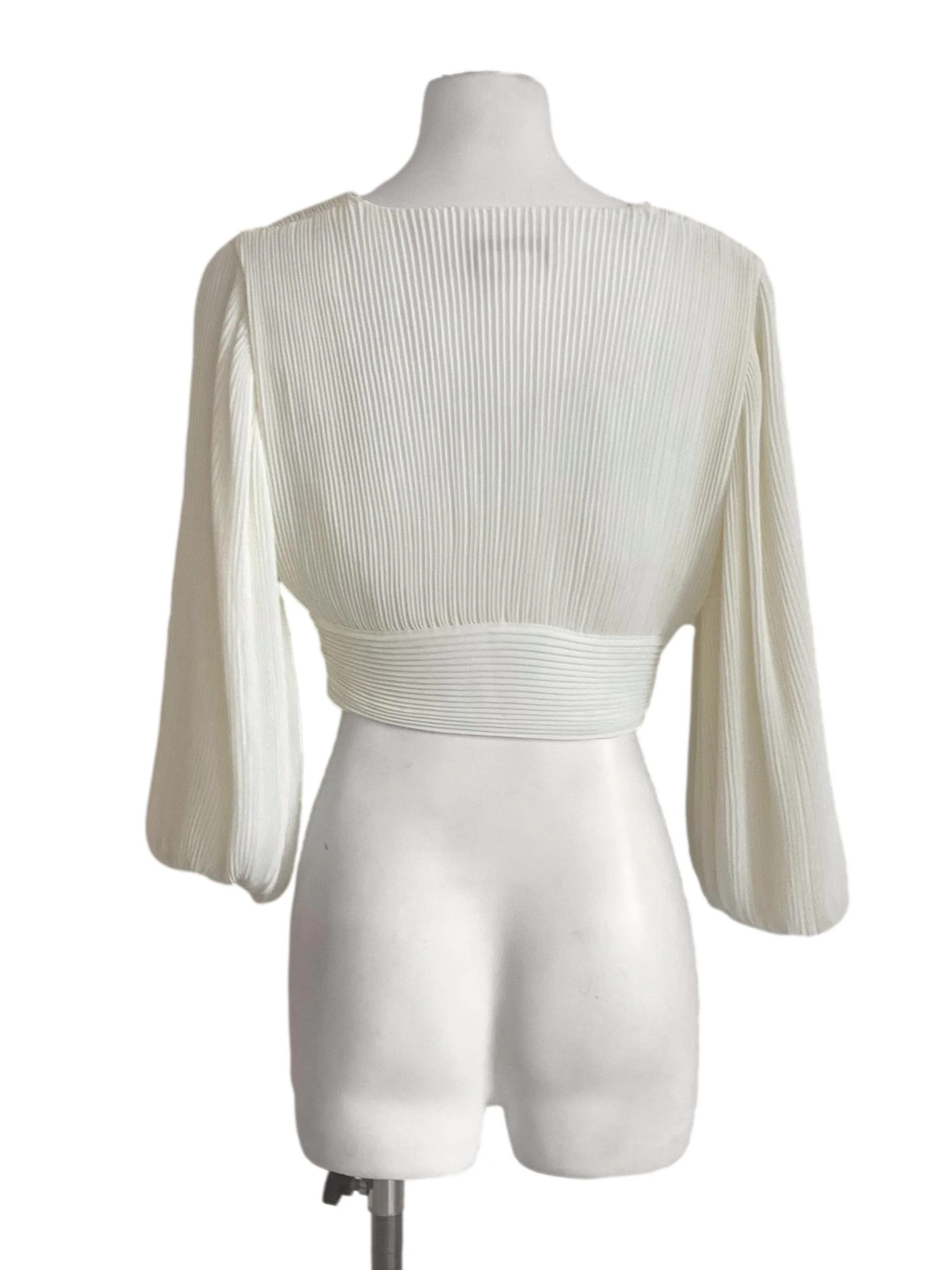 Ivory White Peasant Sleeves Top LB - Image 2