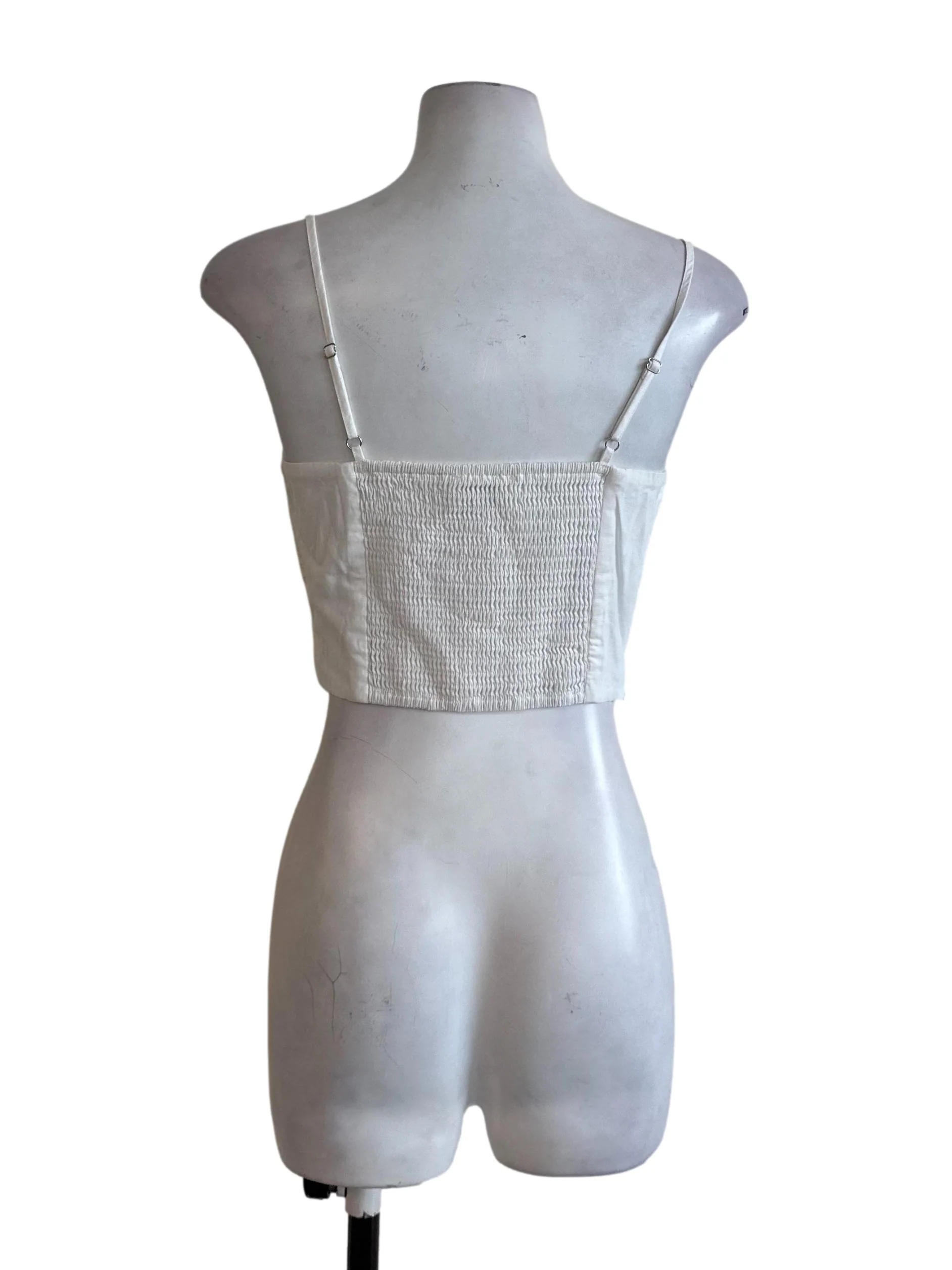 Ivory White Pleated Square Neck Top - Image 2