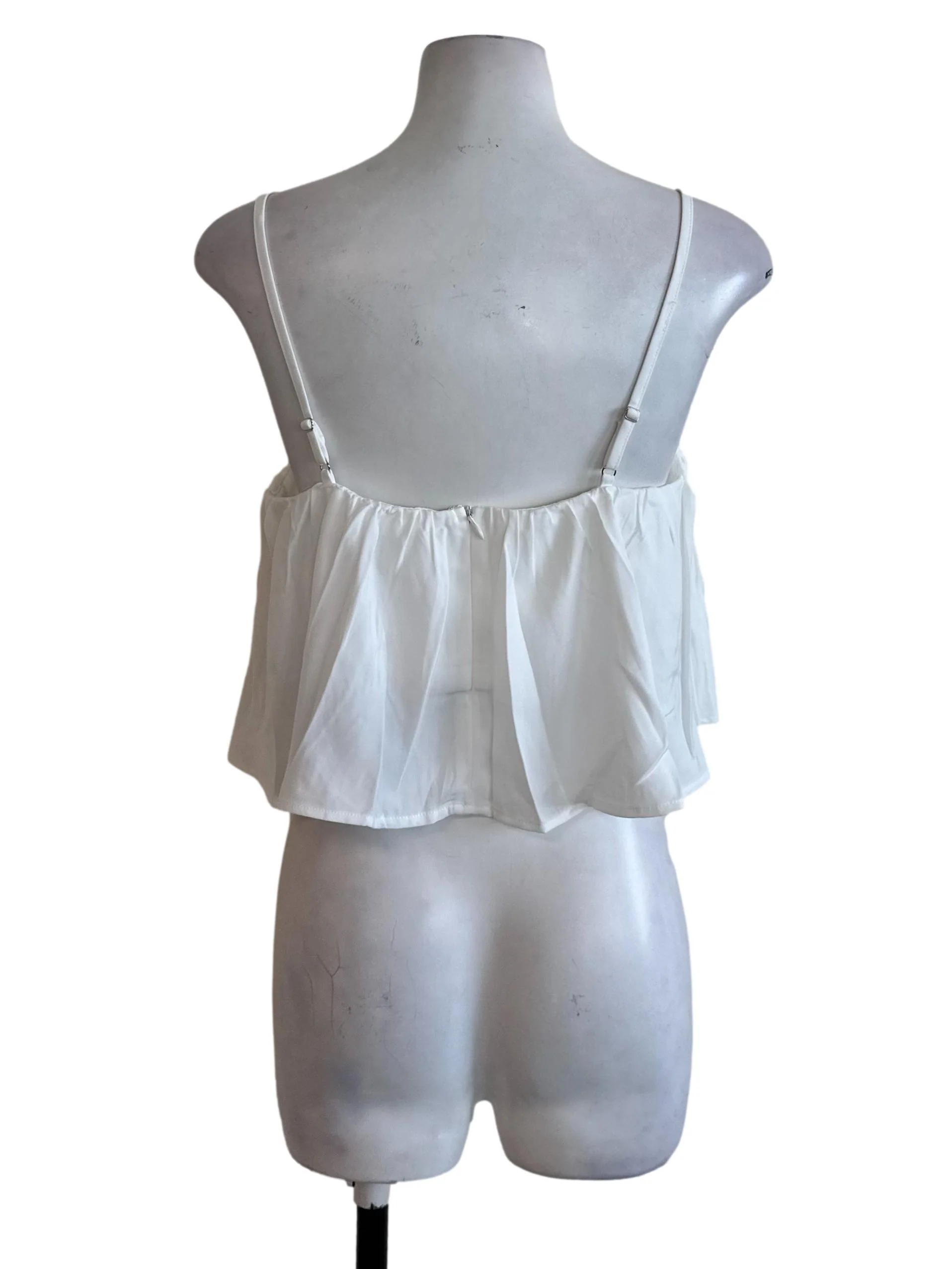 Ivory White Spaghetti Strap Babydoll Top - Image 2