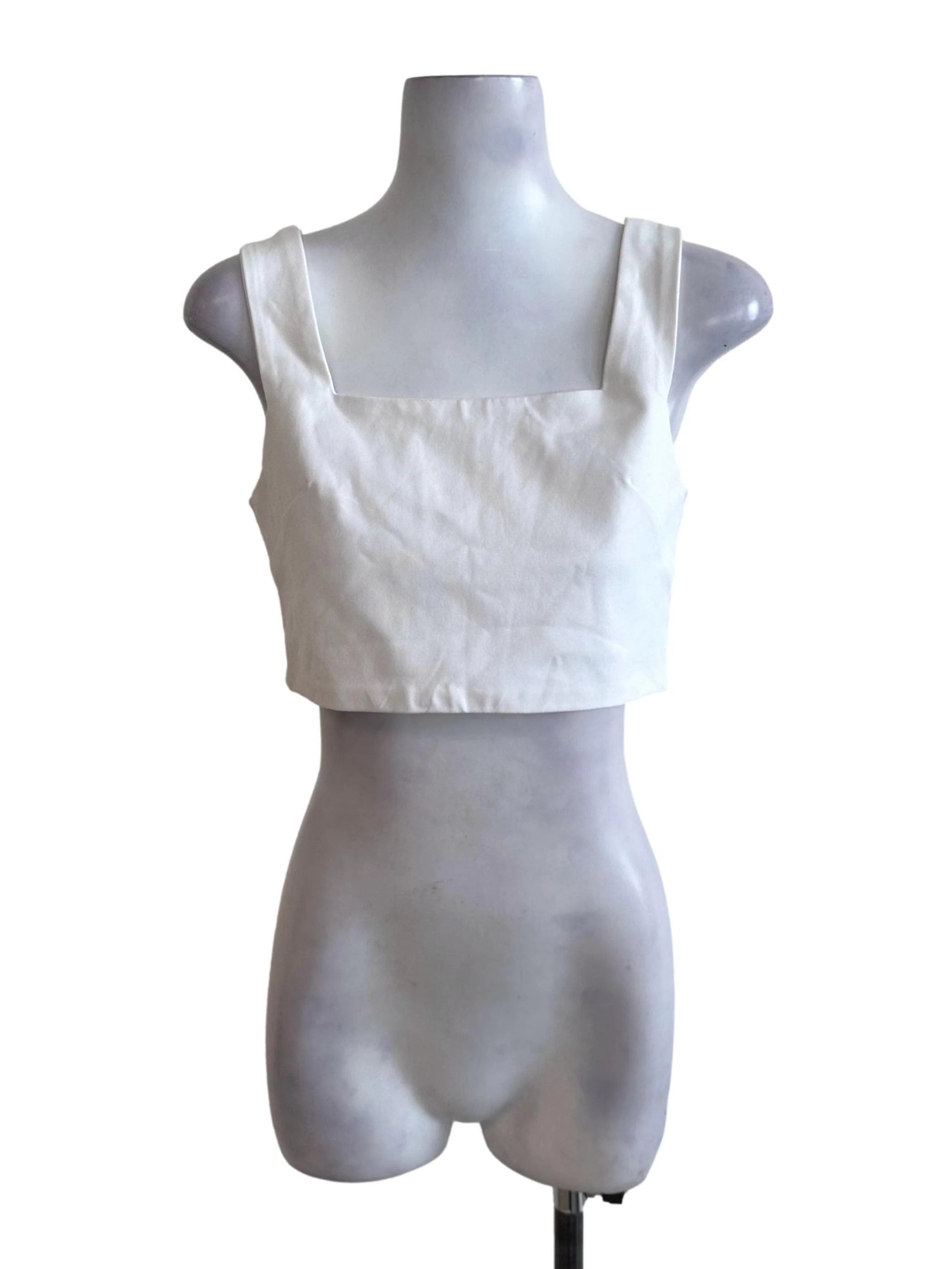 Ivory White Square Neck Crop Top TEM