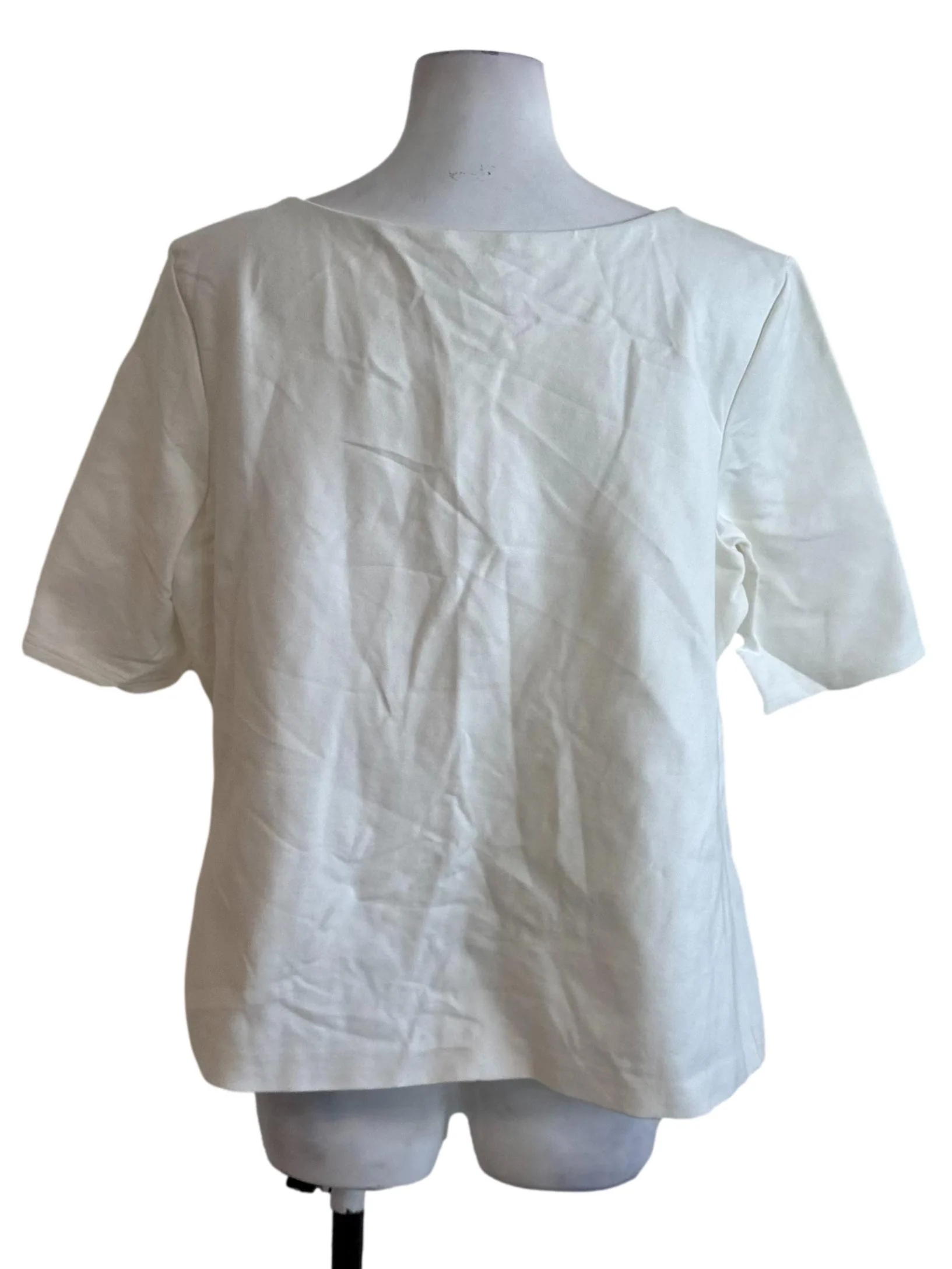 Ivory White Square Neck Short Sleeve Top - Image 2