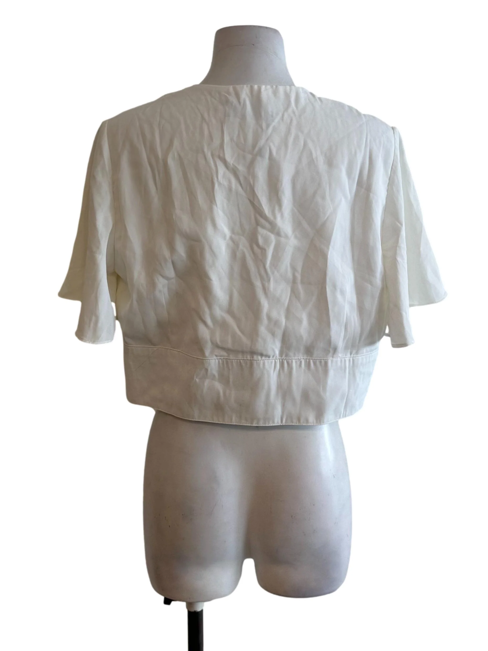 Ivory White V Neck Button Top - Image 2