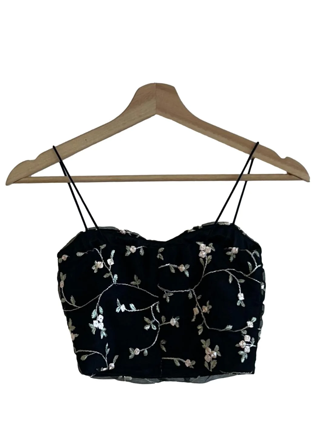 Jade Black Lace Floral Corset Top - Image 2