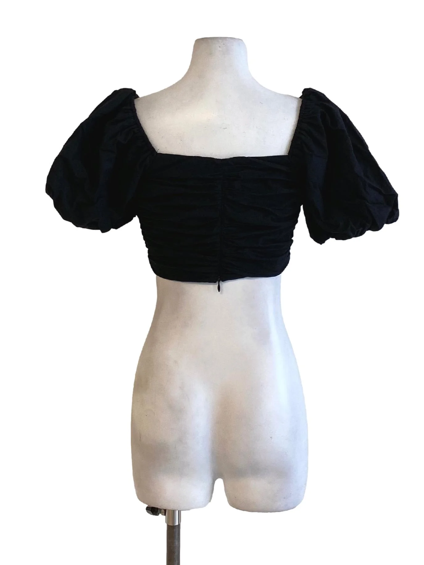 Jade Black Square Neck Puffed Cropped Top - Image 2