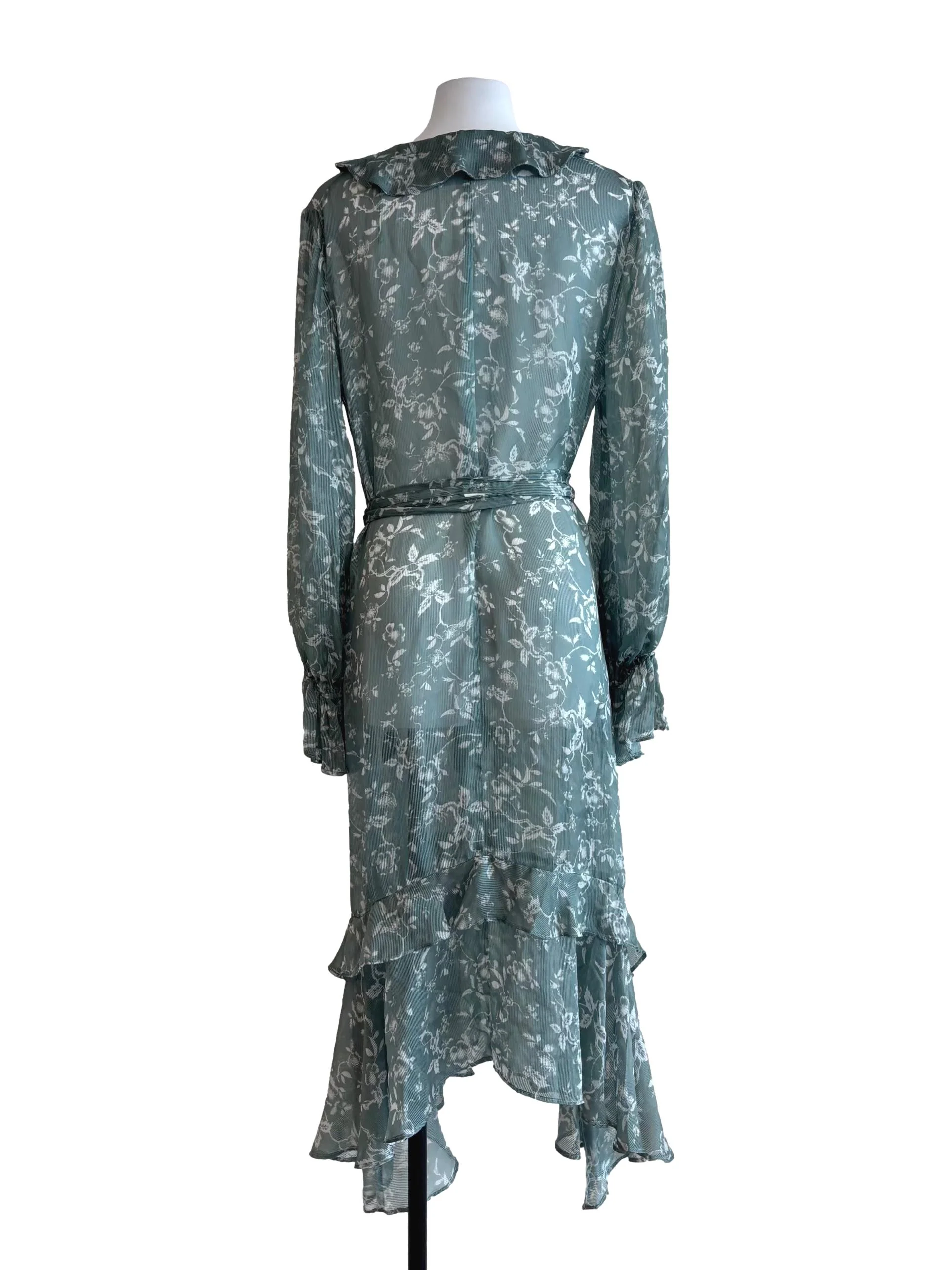 Jade Green Sheer Ruffle Dress - Image 2