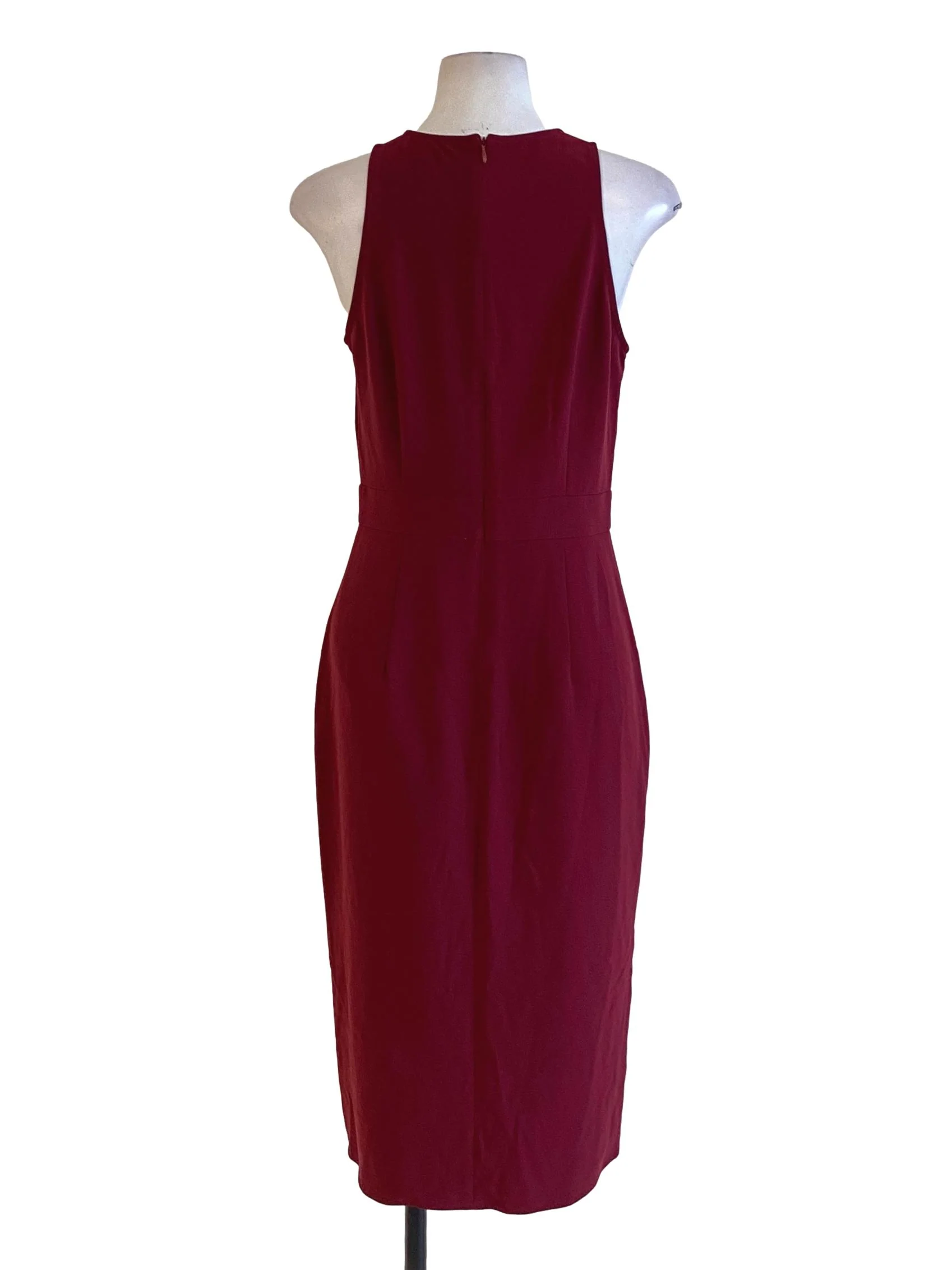 Jam Red Round Neck Sleeveless Slit Sheath Dress LB - Image 2