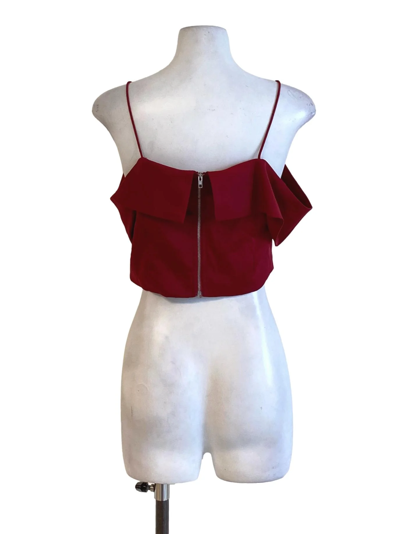 Jam Red Spaghetti Strap Cape Cropped Top TCL - Image 2