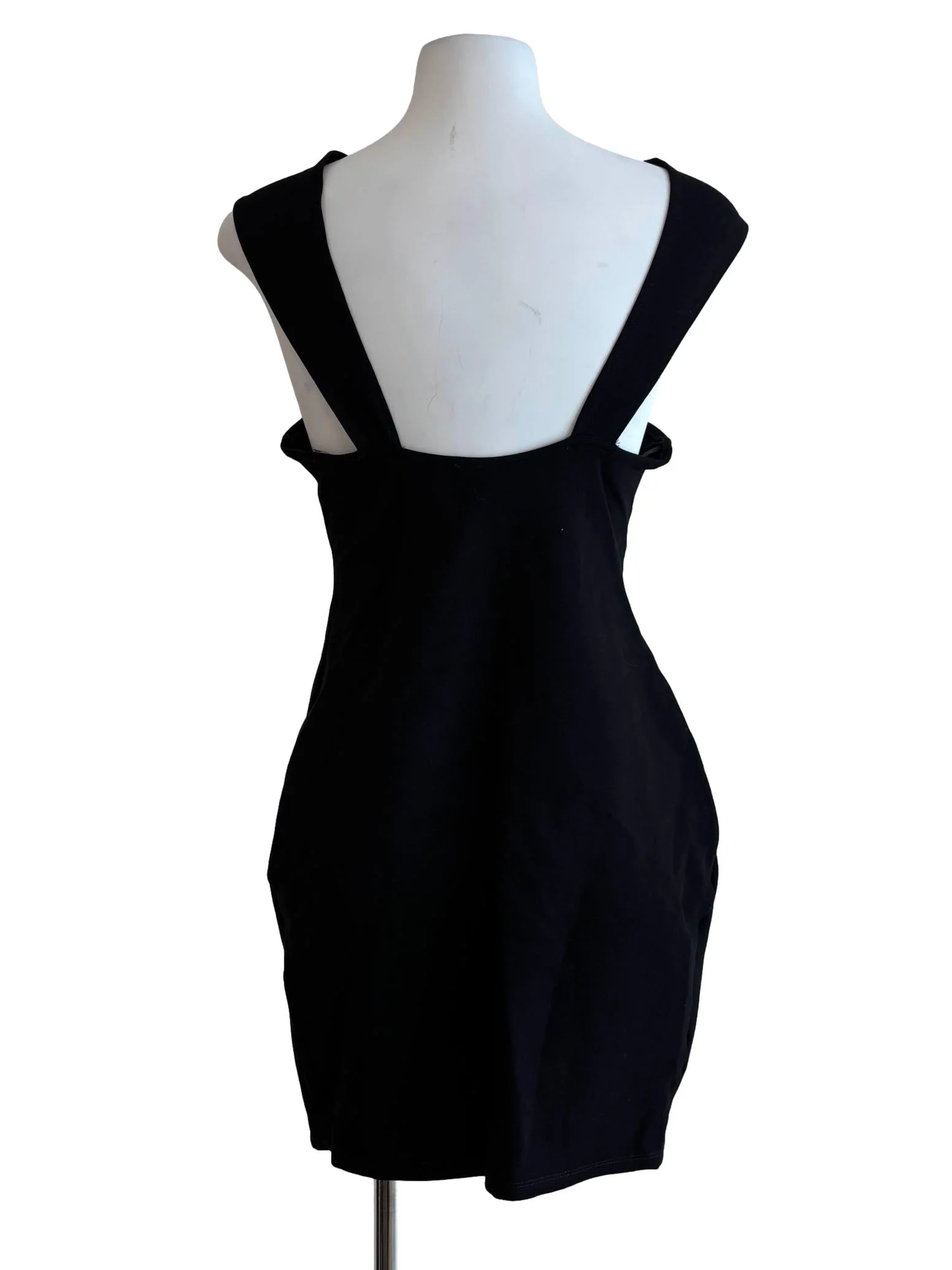 Jet Black Butterfly Bodycon Dress - Image 2