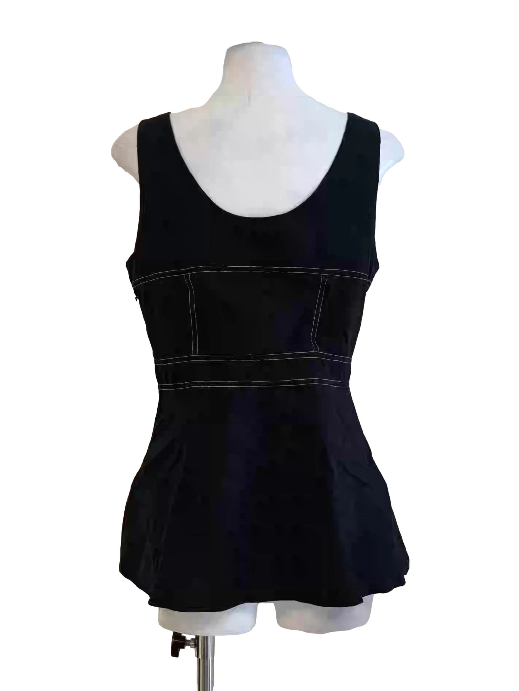 Jet Black Cotton Sculpted Top - Image 2