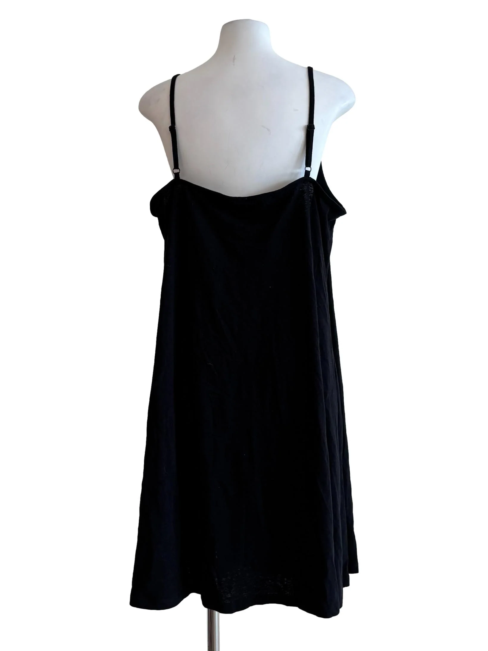 Jet Black Cotton Spaghetti Strap Dress - Image 2