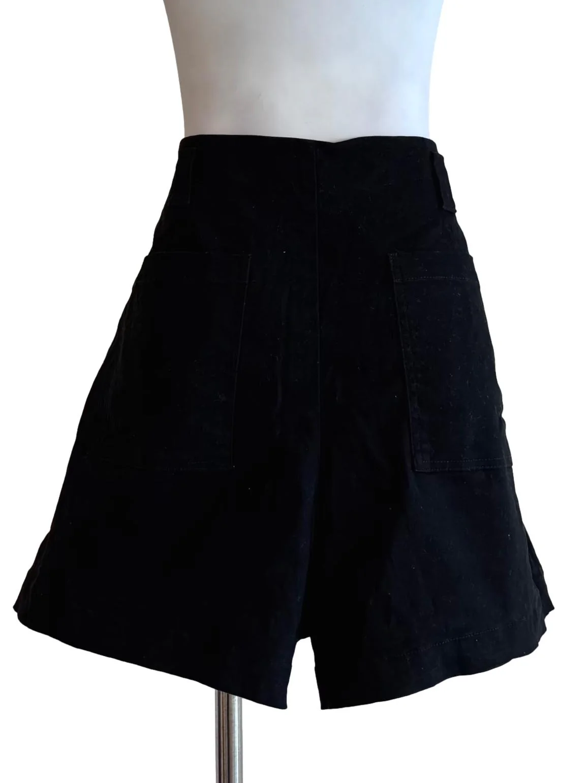 Jet Black Cotton Wide Shorts - Image 2