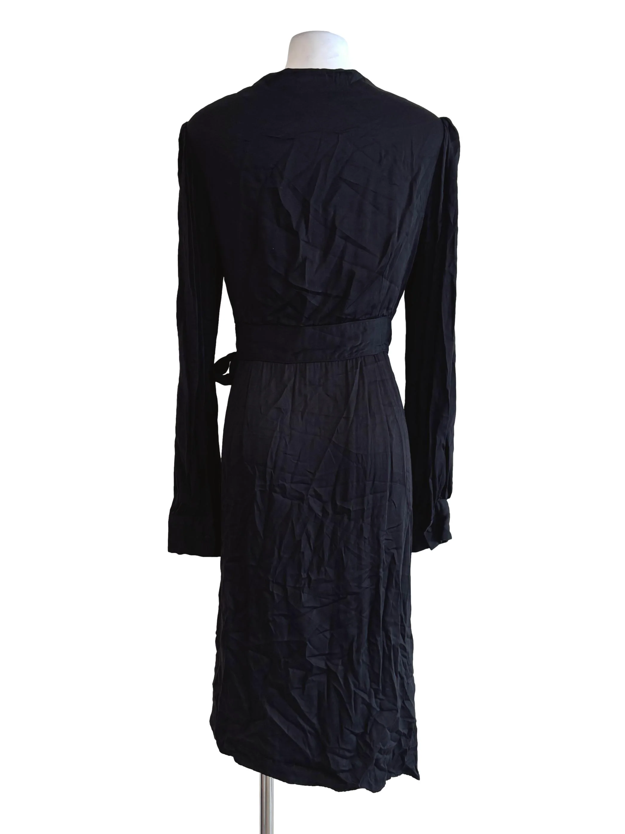 Jet Black Cotton Wrap Dress - Image 2