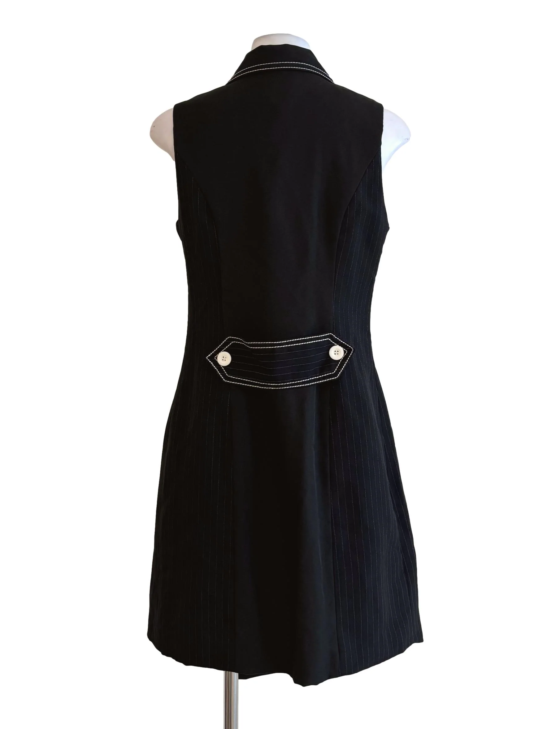 Jet Black Double Breasted Striped Dress - Image 2