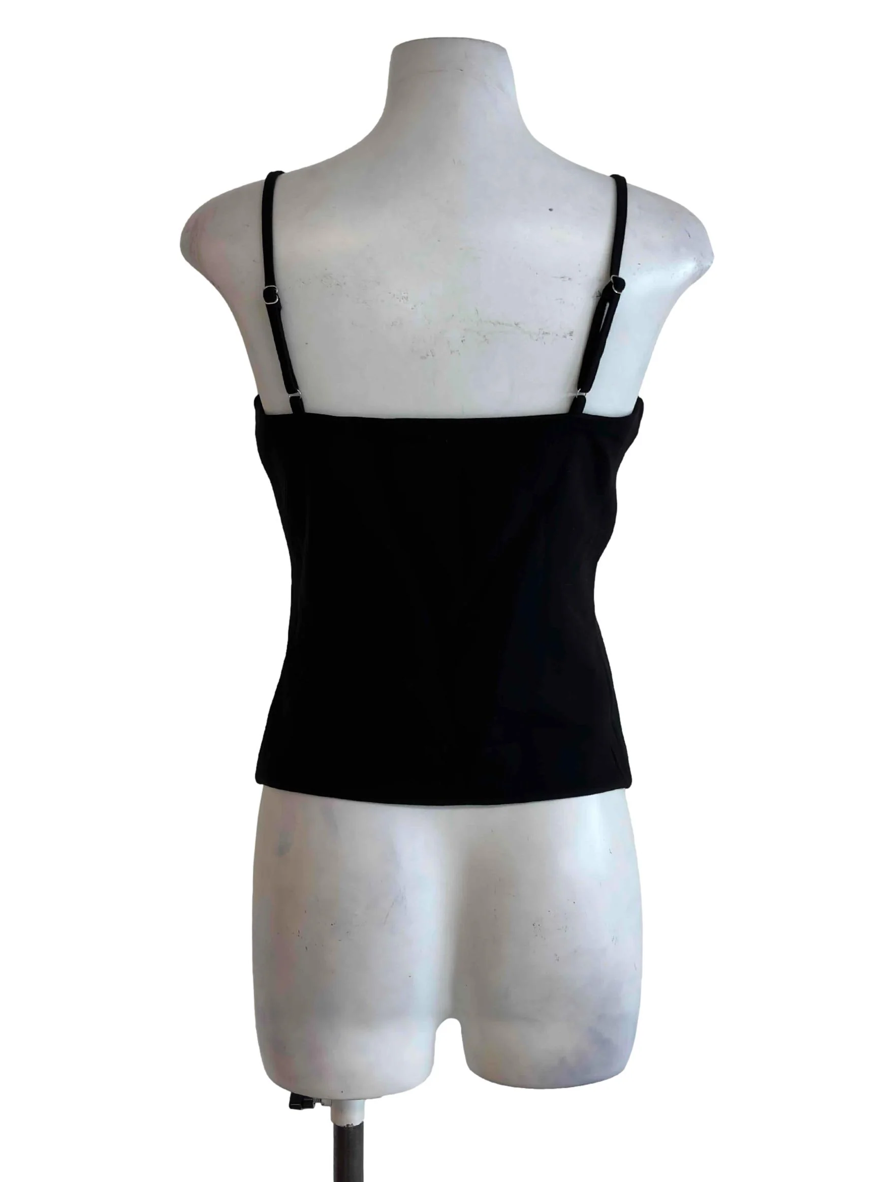Jet Black Fitted Cami Top - Image 2