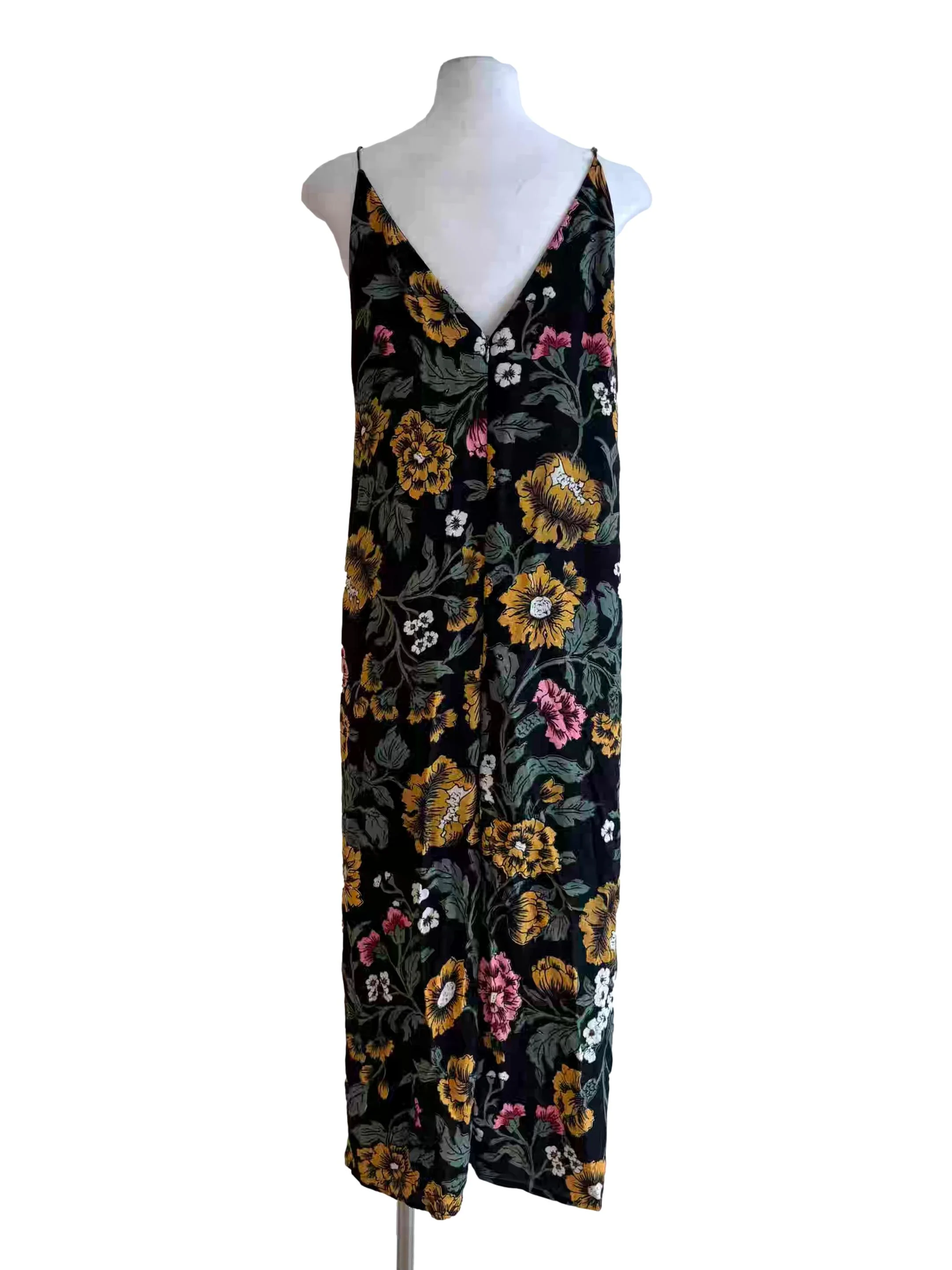 Jet Black Floral Print Straight Dress - Image 2