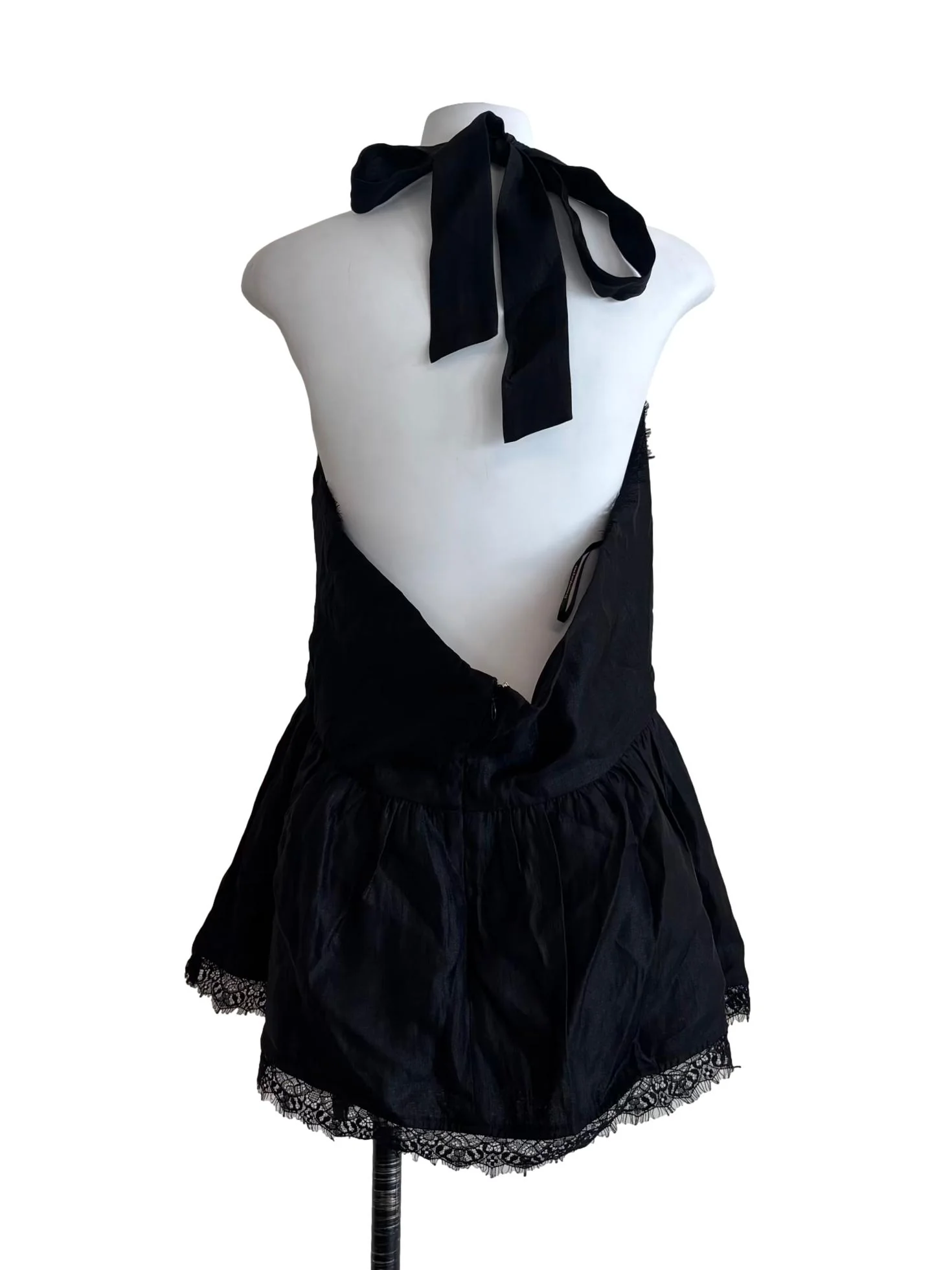 Jet Black Halter Peplum Top - Image 2