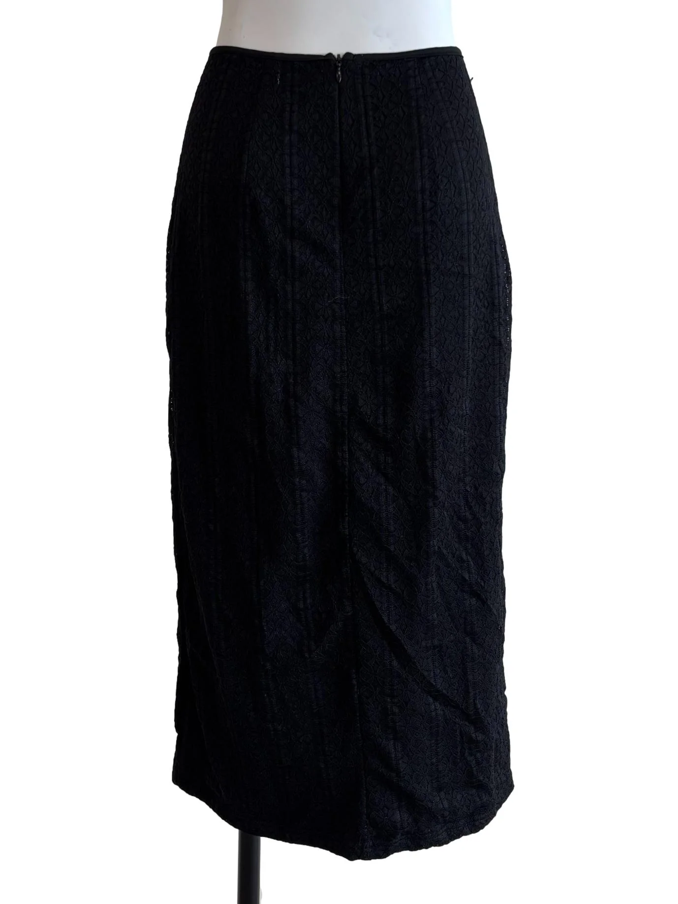 Jet Black Lace Midi Skirt - Image 2