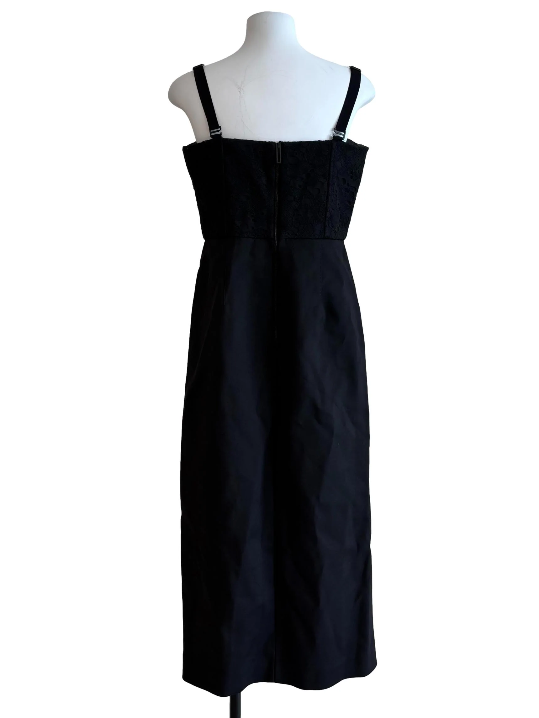 Jet Black Lace Neckline Sleeveless Dress - Image 2