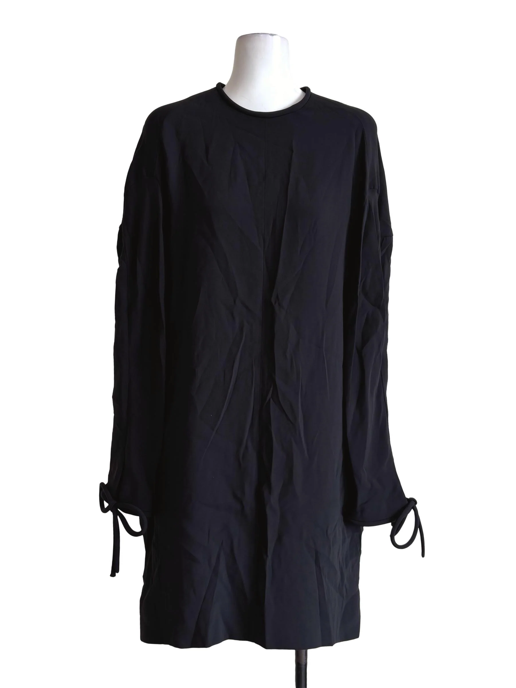 Jet Black Long Sleeve Straight Dress