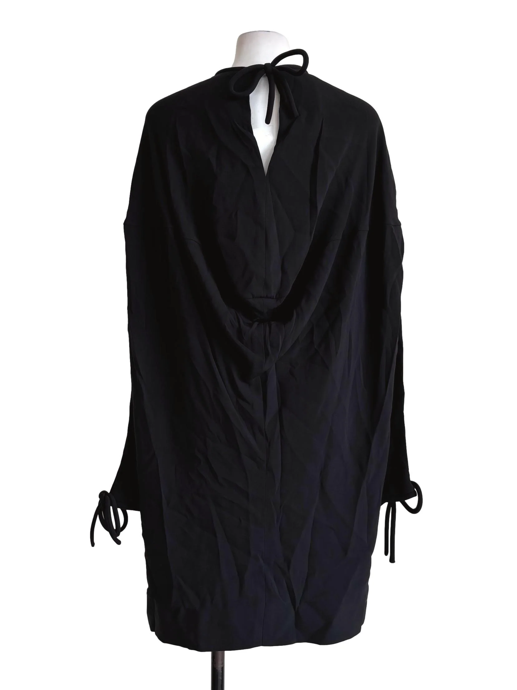 Jet Black Long Sleeve Straight Dress - Image 2
