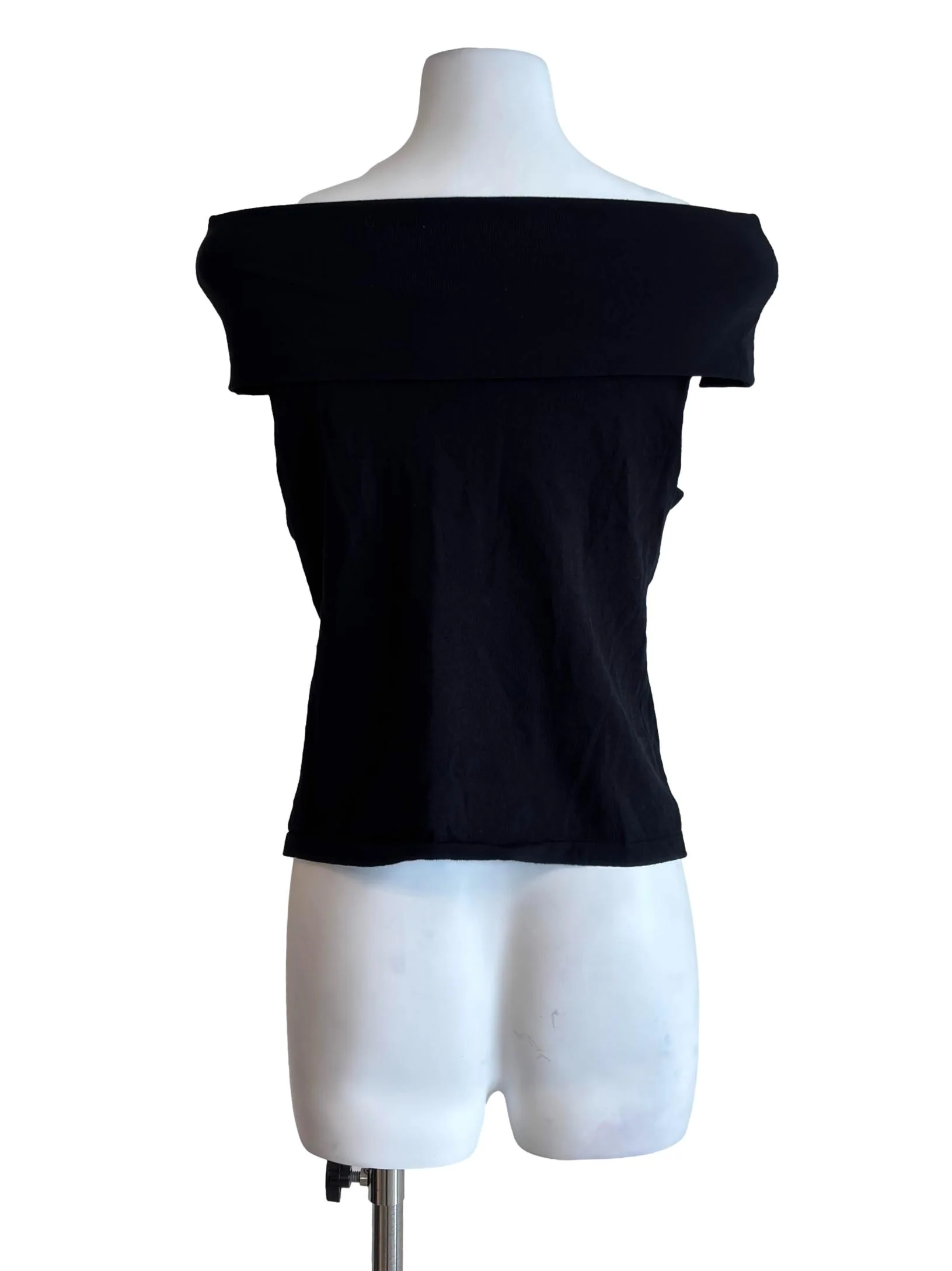 Jet Black Off Shoulder Knit Top - Image 2