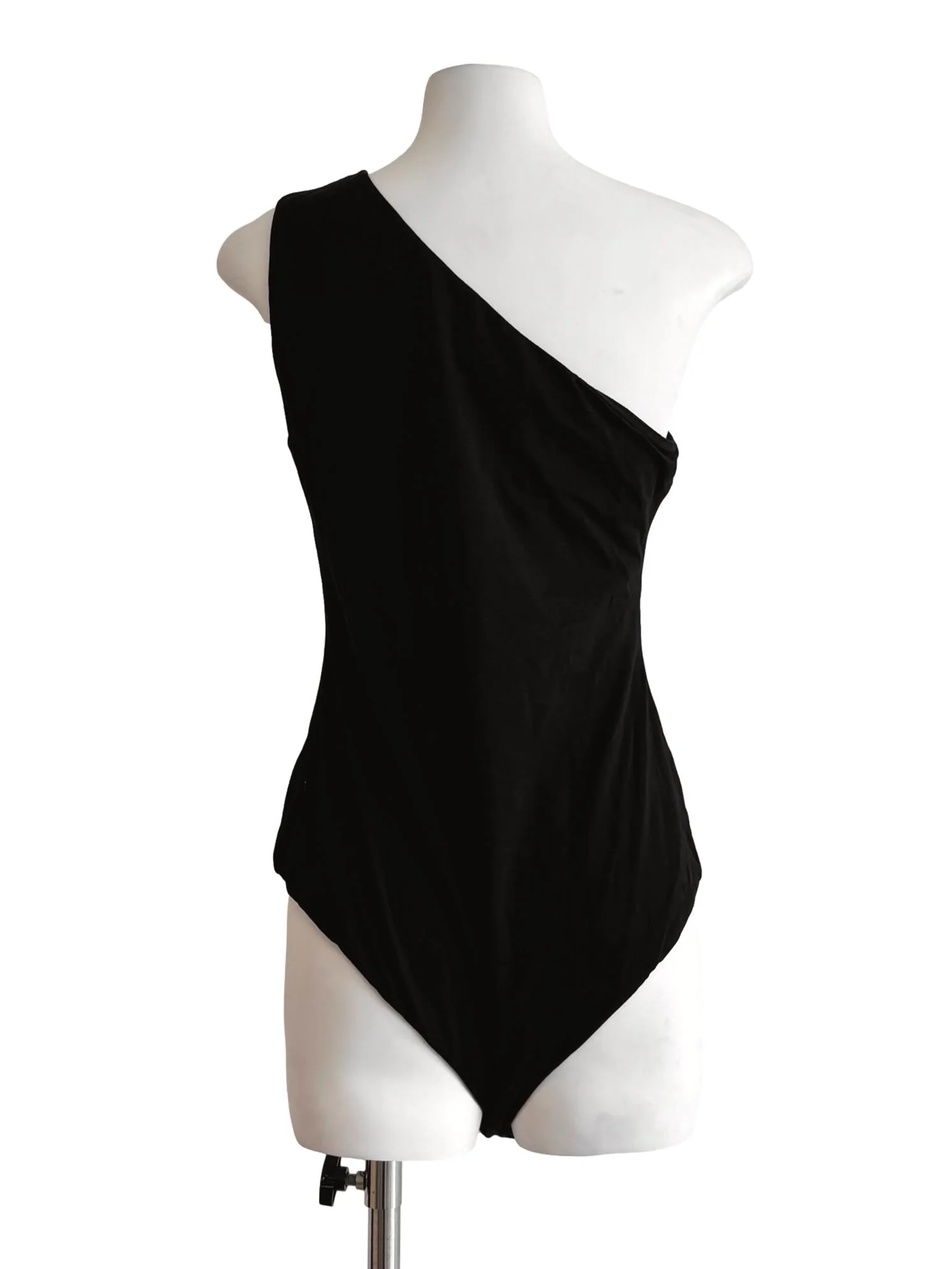 Jet Black One Shoulder Bodysuit - Image 2