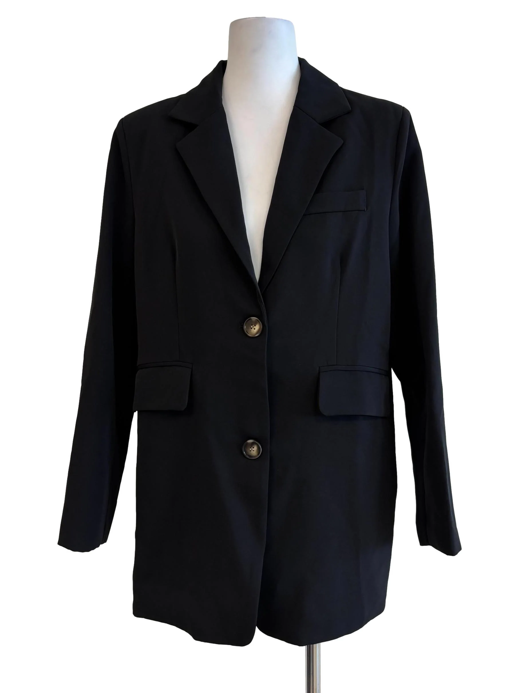 Jet Black Pleated Blazer