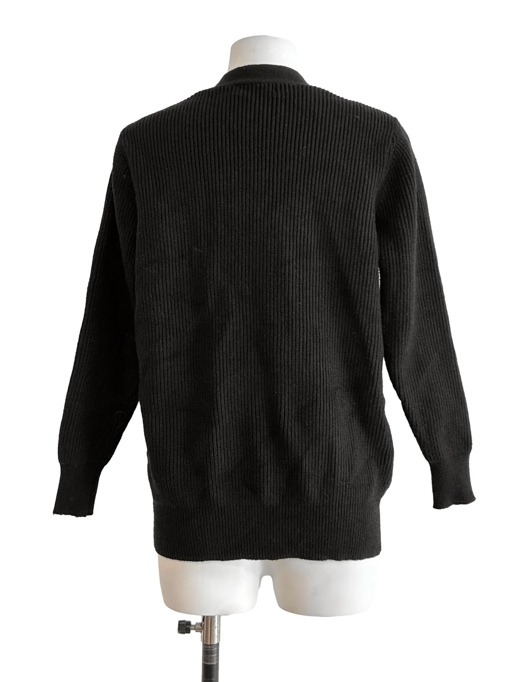 Jet Black Rib Knit Cardigan - Image 2