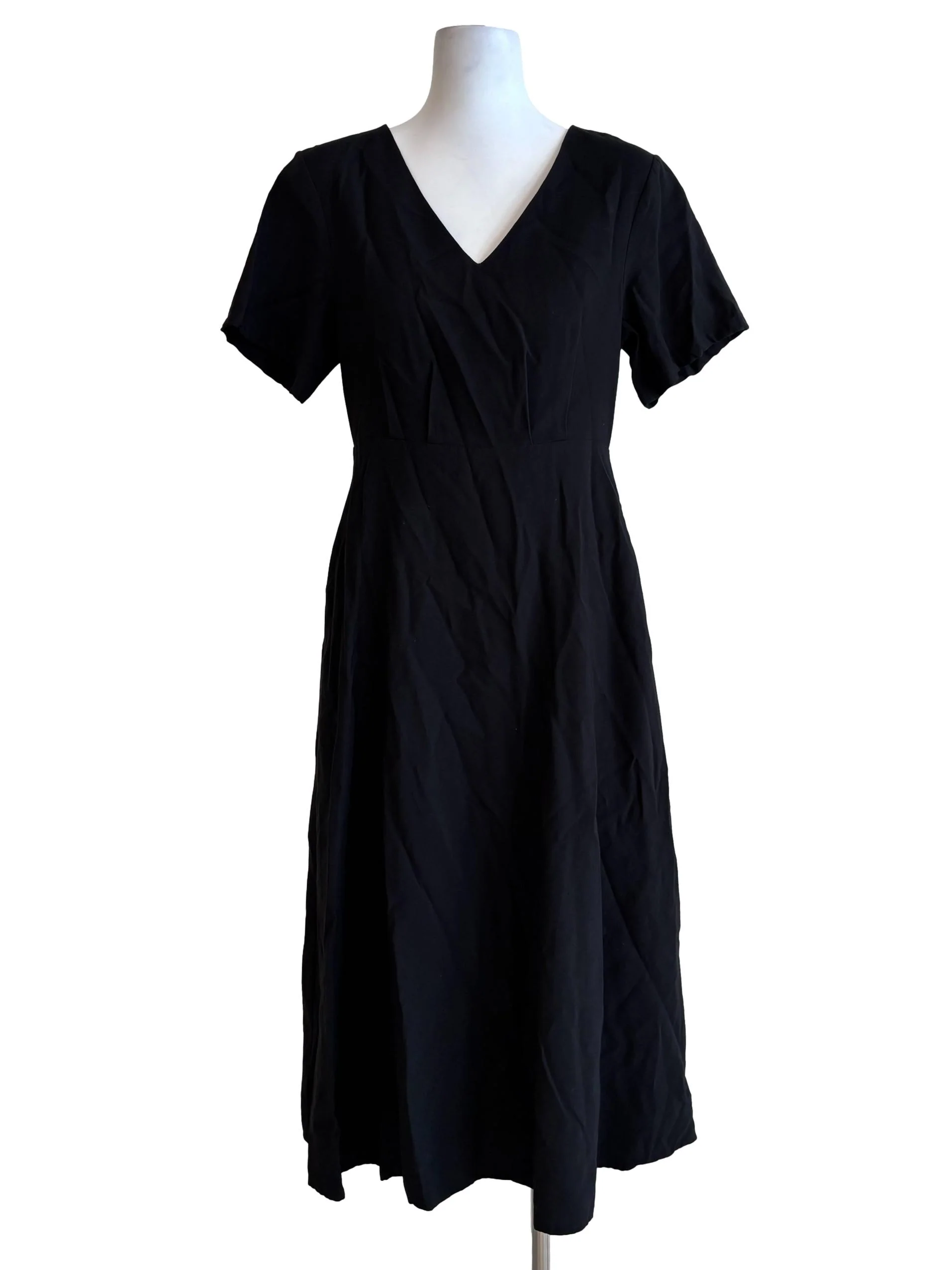 Jet Black Short Sleeve Cotton Dress