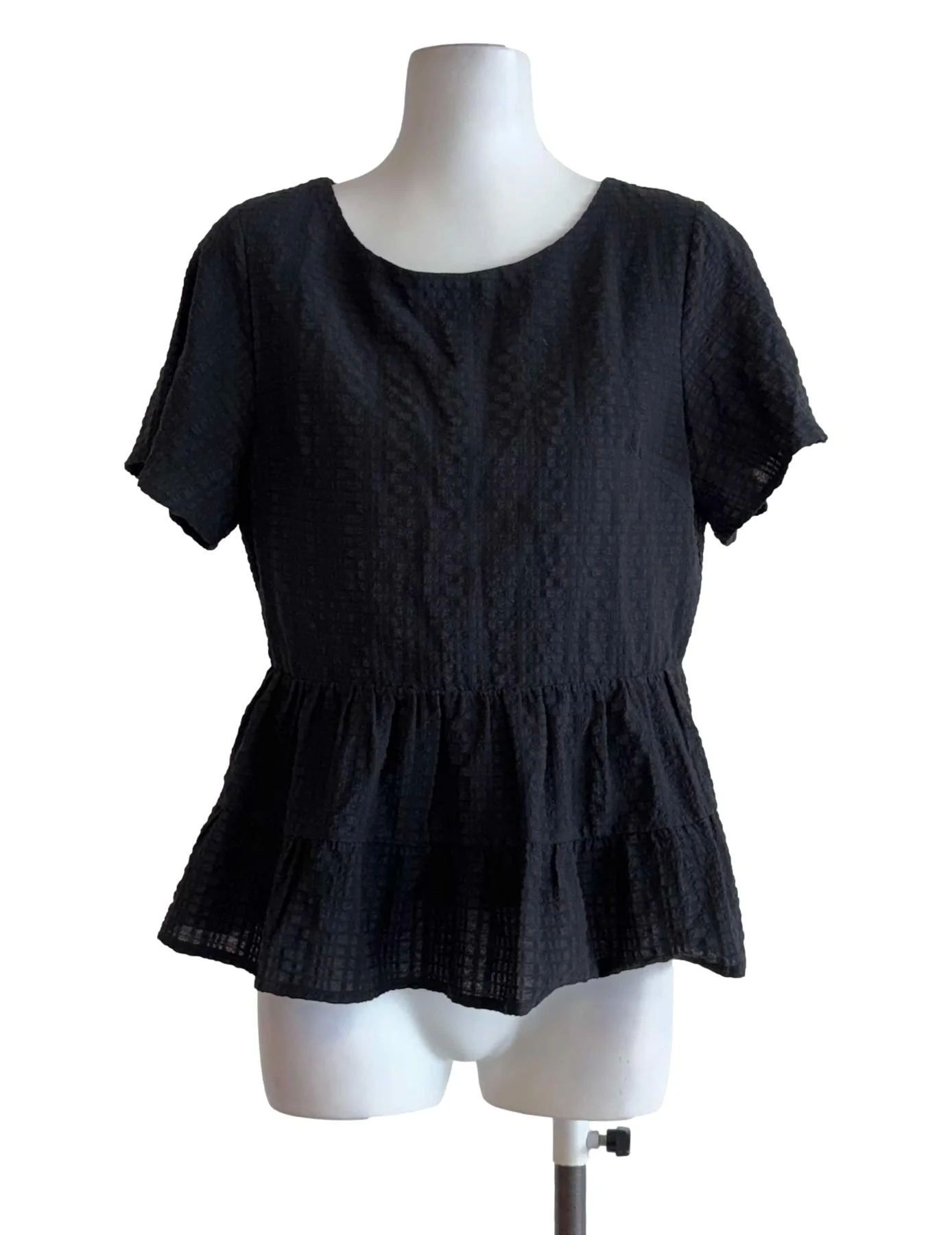 Jet Black Shortsleeve Peplum Top