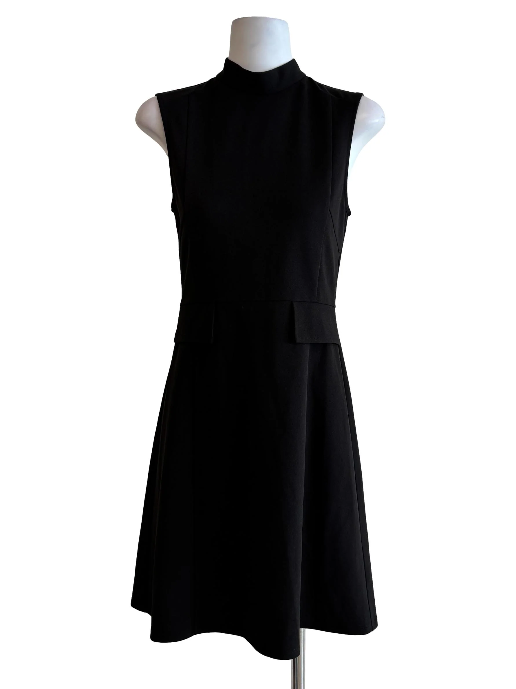 Jet Black Sleeveless A-Line Dress
