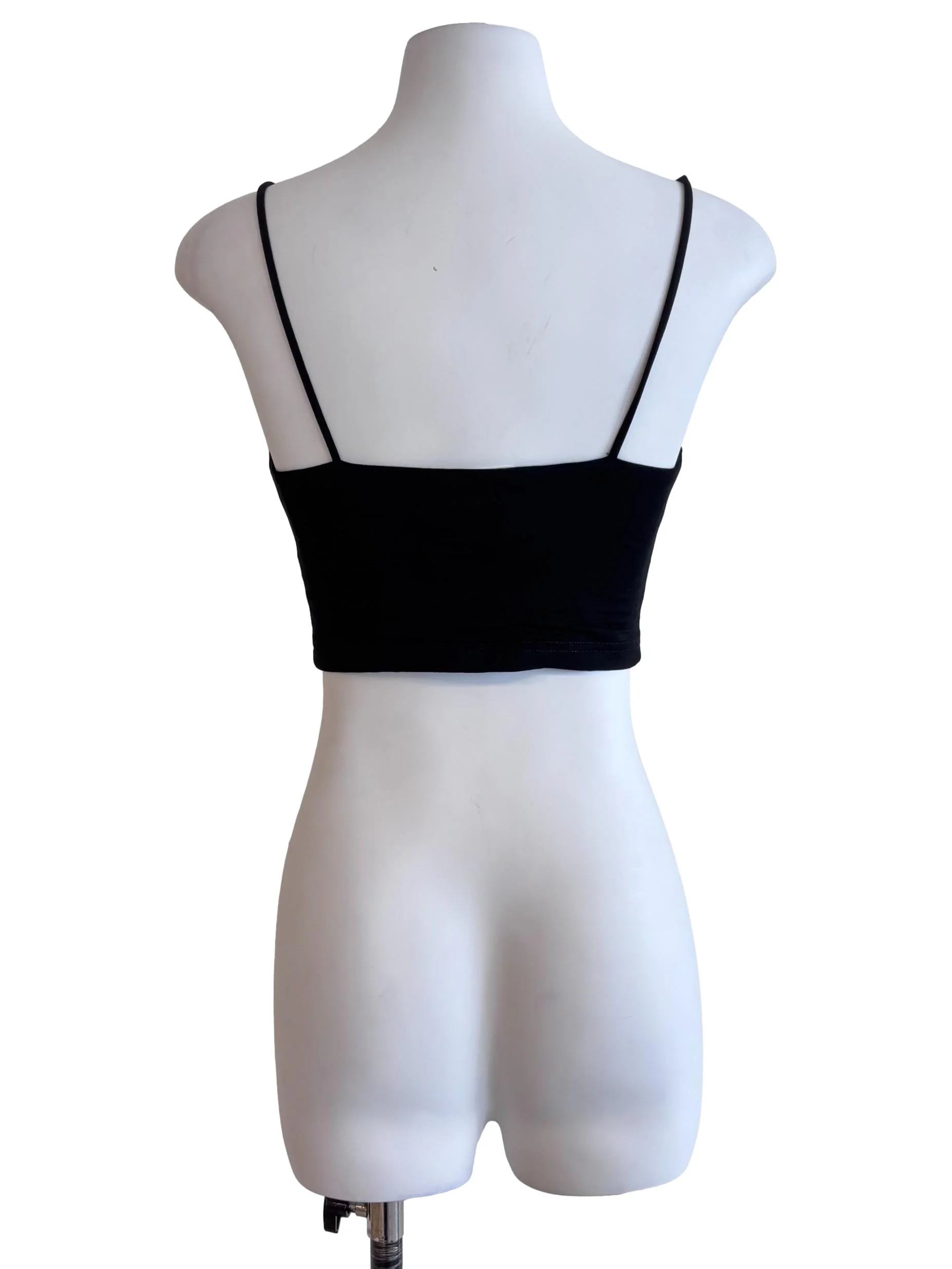 Jet Black Spaghetti Strap Crop Top - Image 2