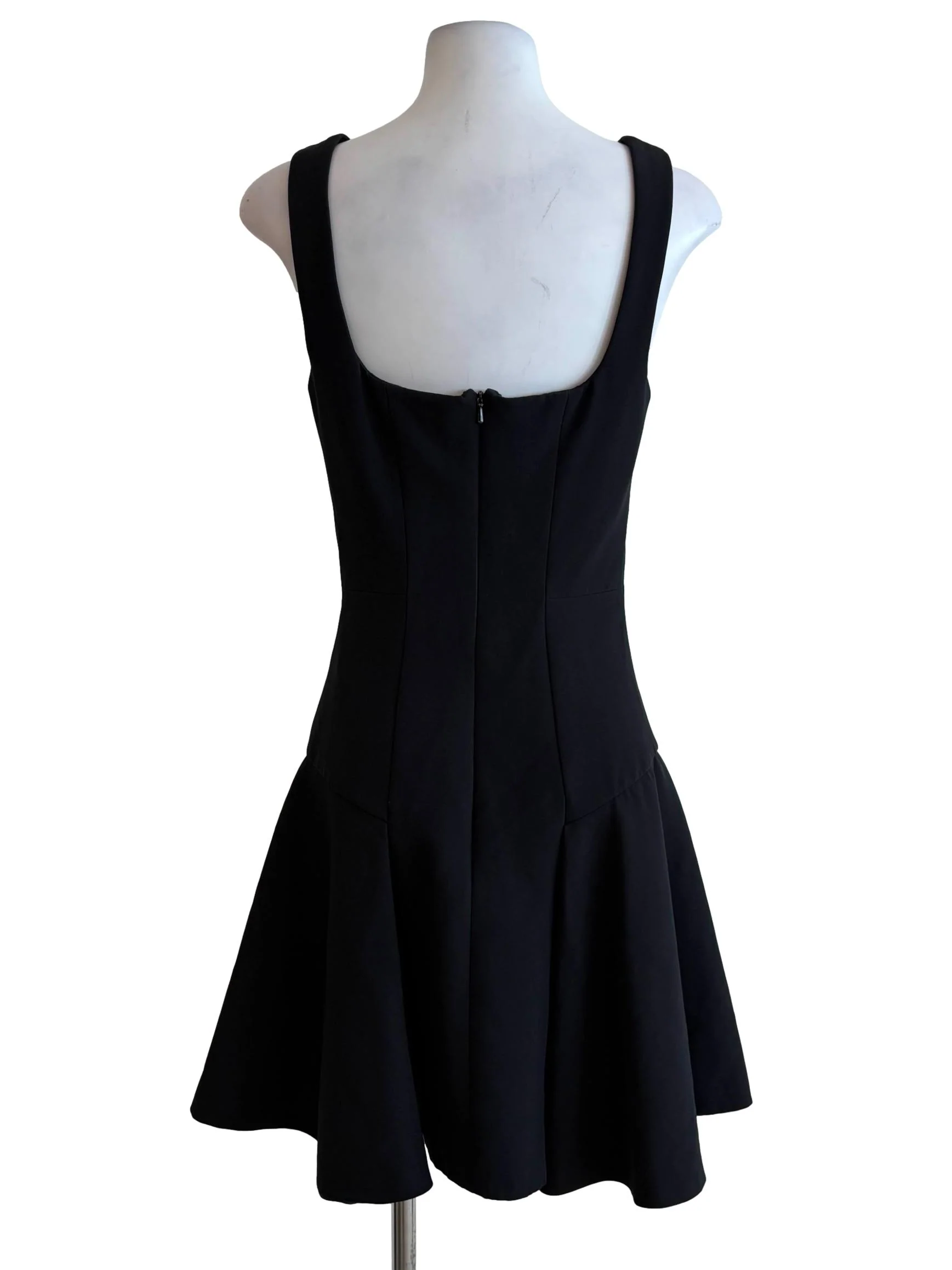 Jet Black Square Neck A-Line Dress - Image 2
