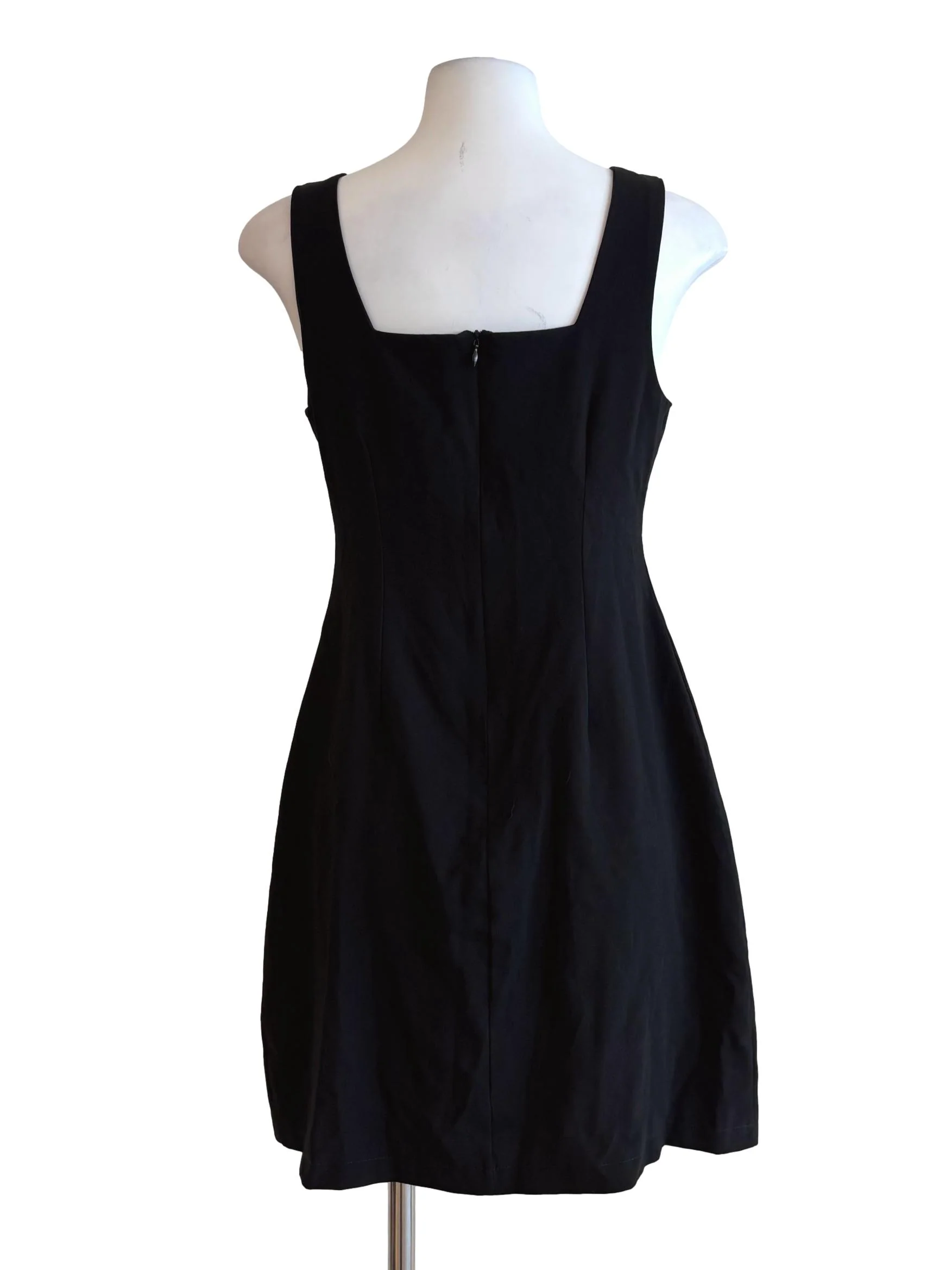 Jet Black Square Neck Pencil Dress - Image 2