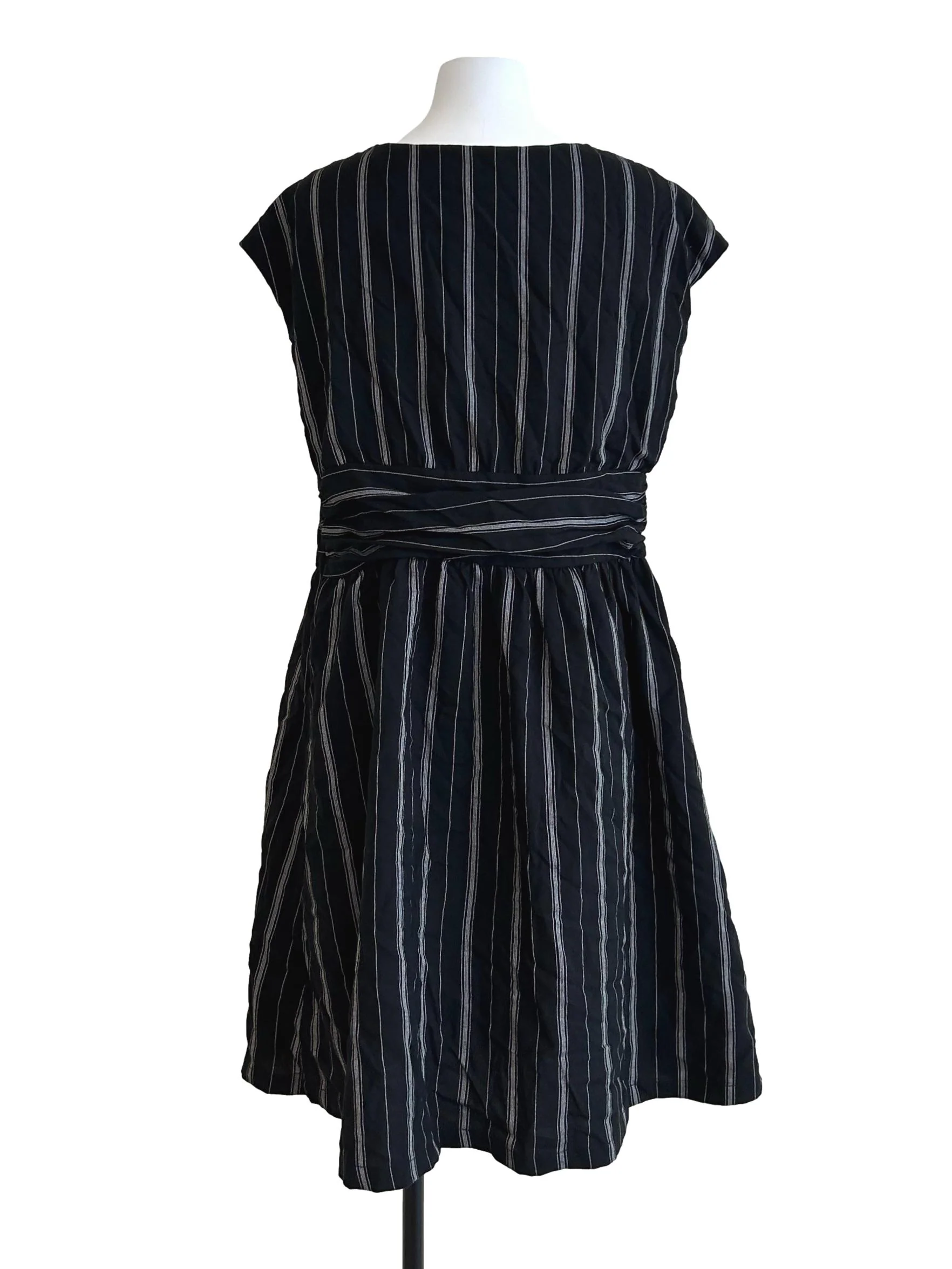 Jet Black Striped Dress - Image 2