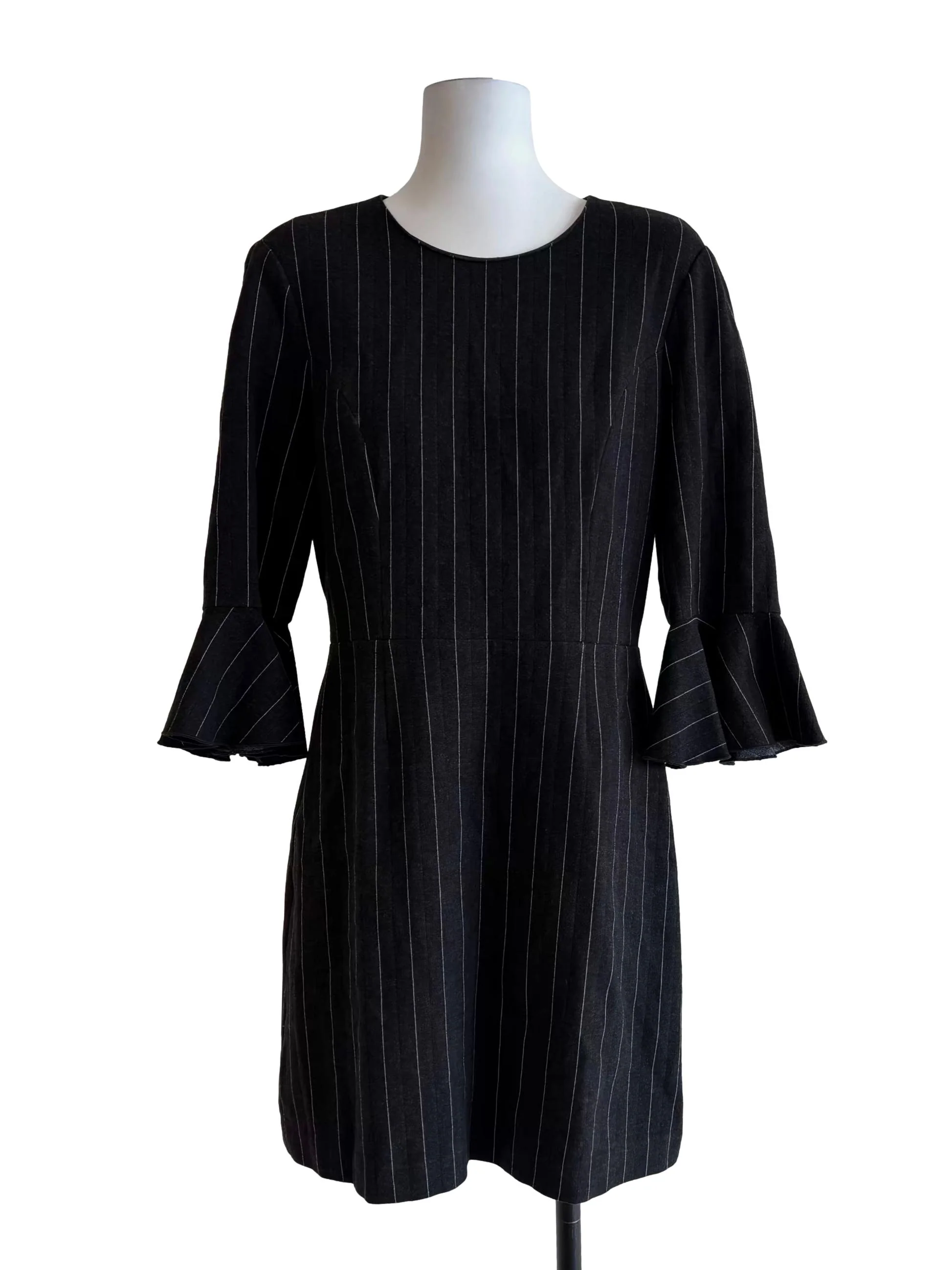 Jet Black Striped Mini Dress