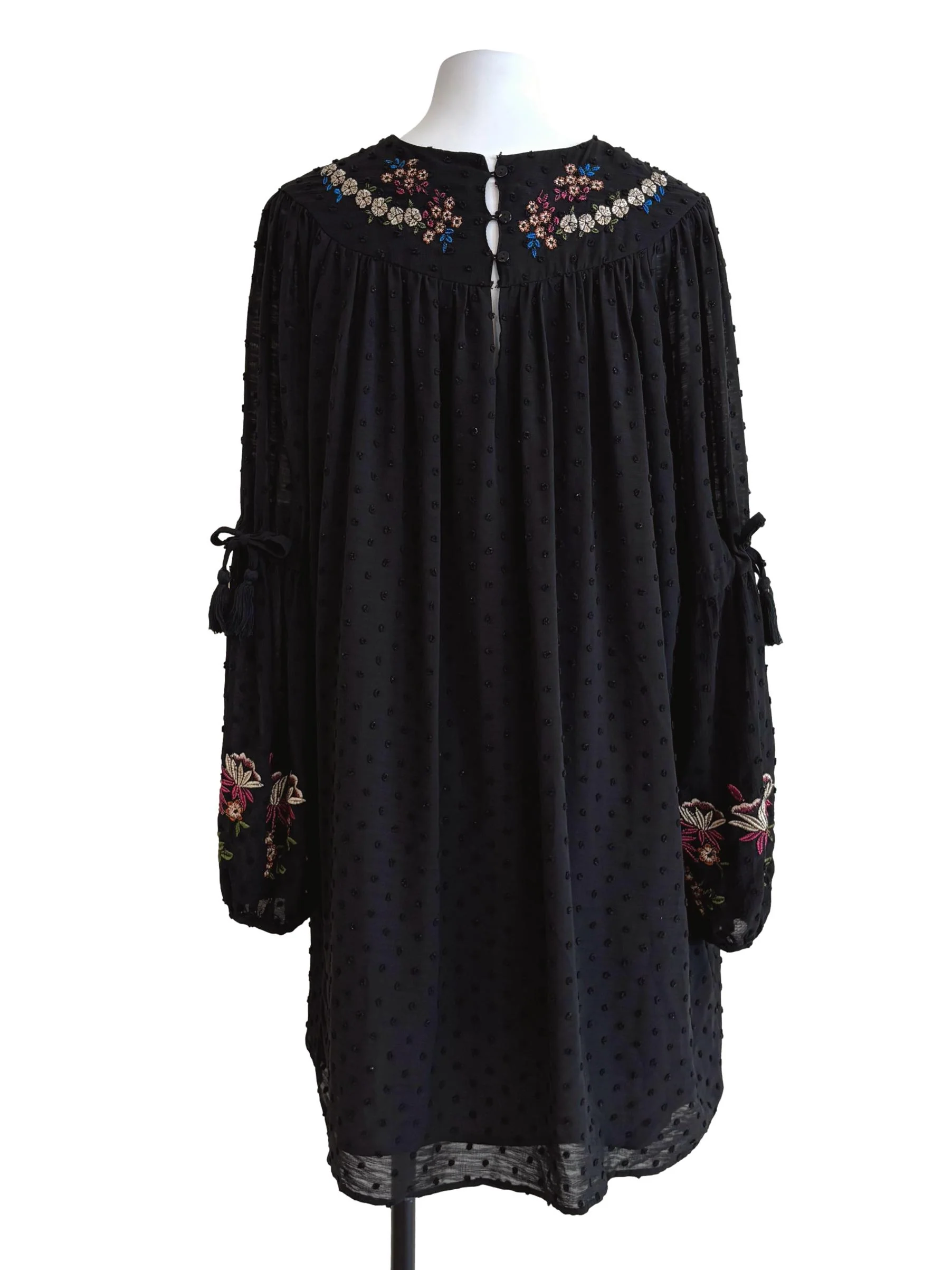 Jet Black Textured Shift Dress - Image 2