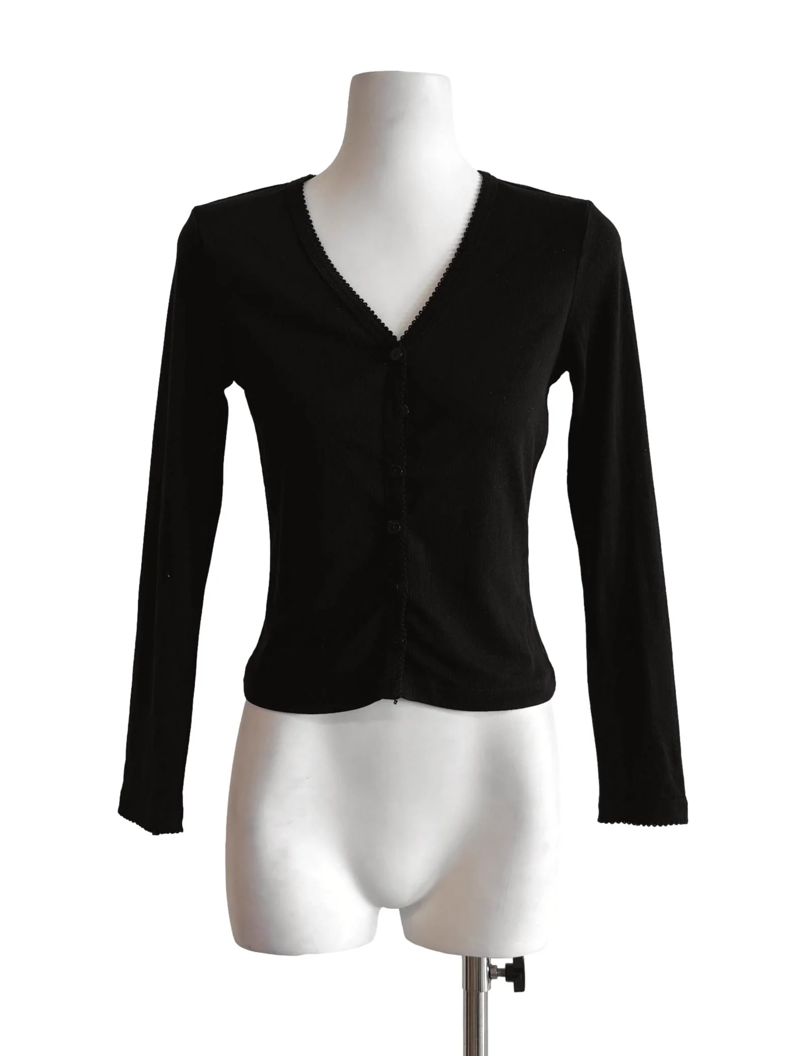 Jet Black V-Neck Cardigan TTR