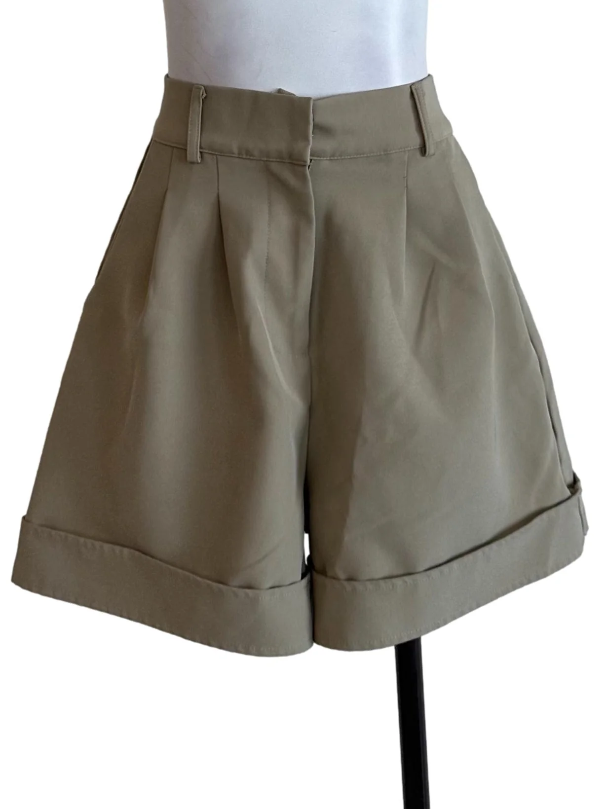 Khaki Beige High Waist Shorts
