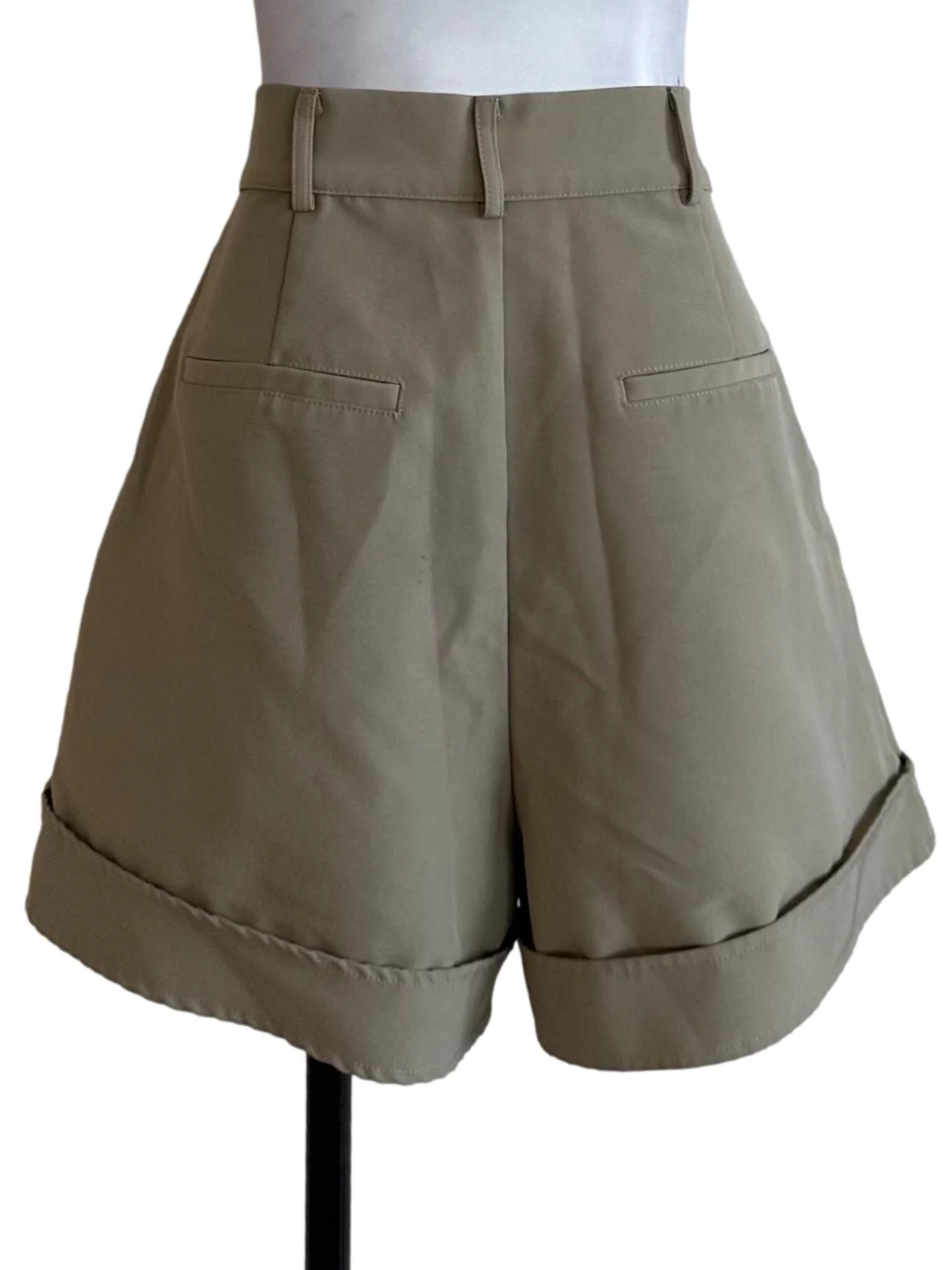 Khaki Beige High Waist Shorts - Image 2